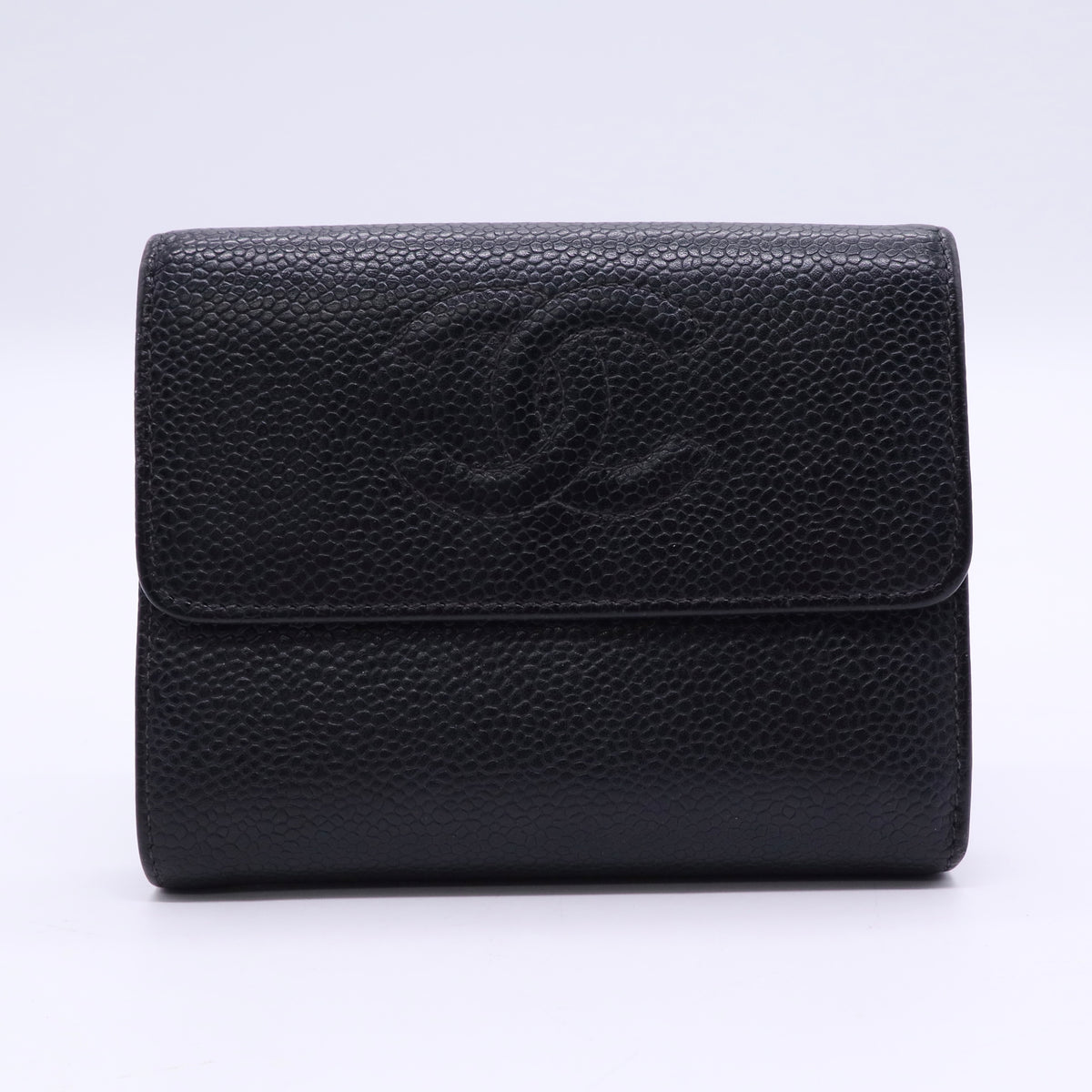 CC Timeless Trifold Caviar Leather Wallet Twins