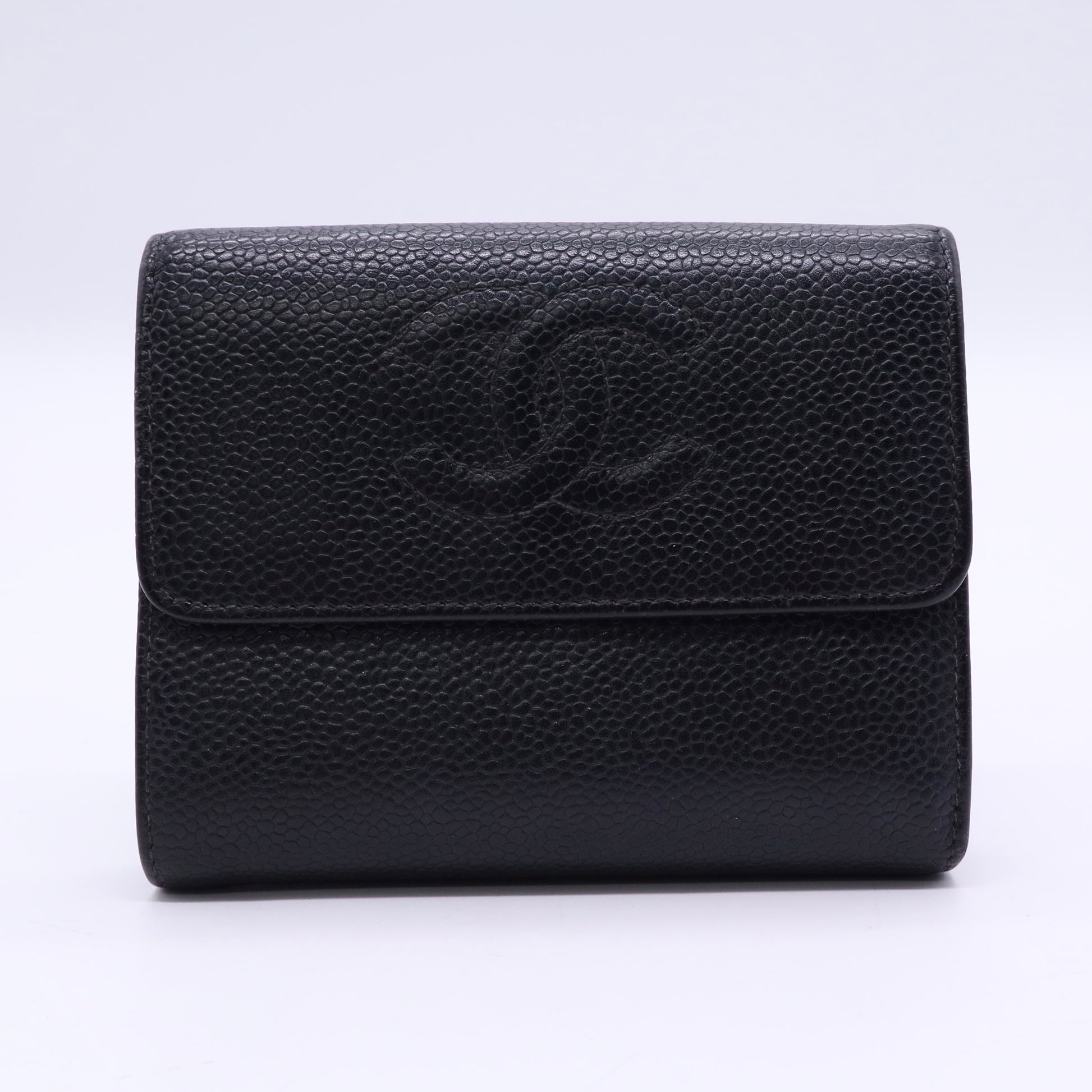 CC Timeless Trifold Caviar Leather Wallet Twins