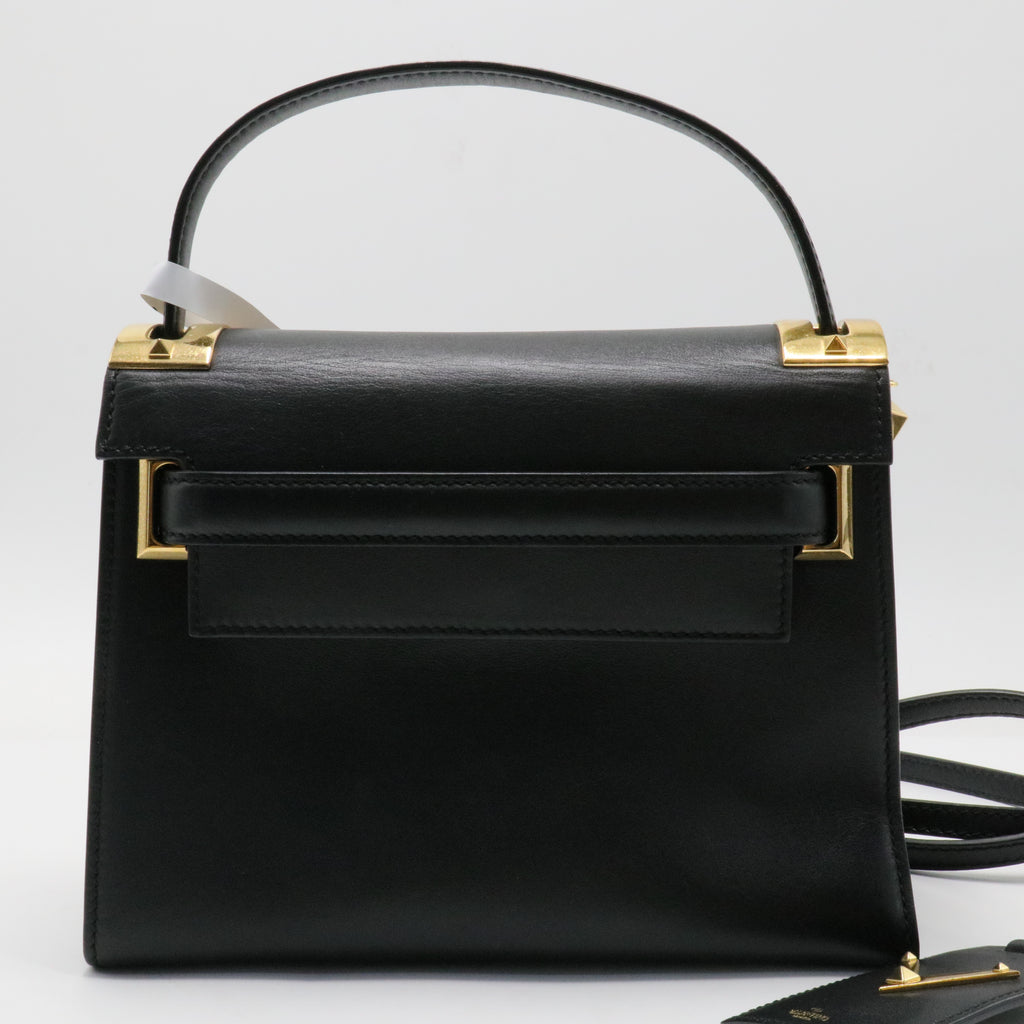Black Leather My Rockstud Top Handle Tote Bag