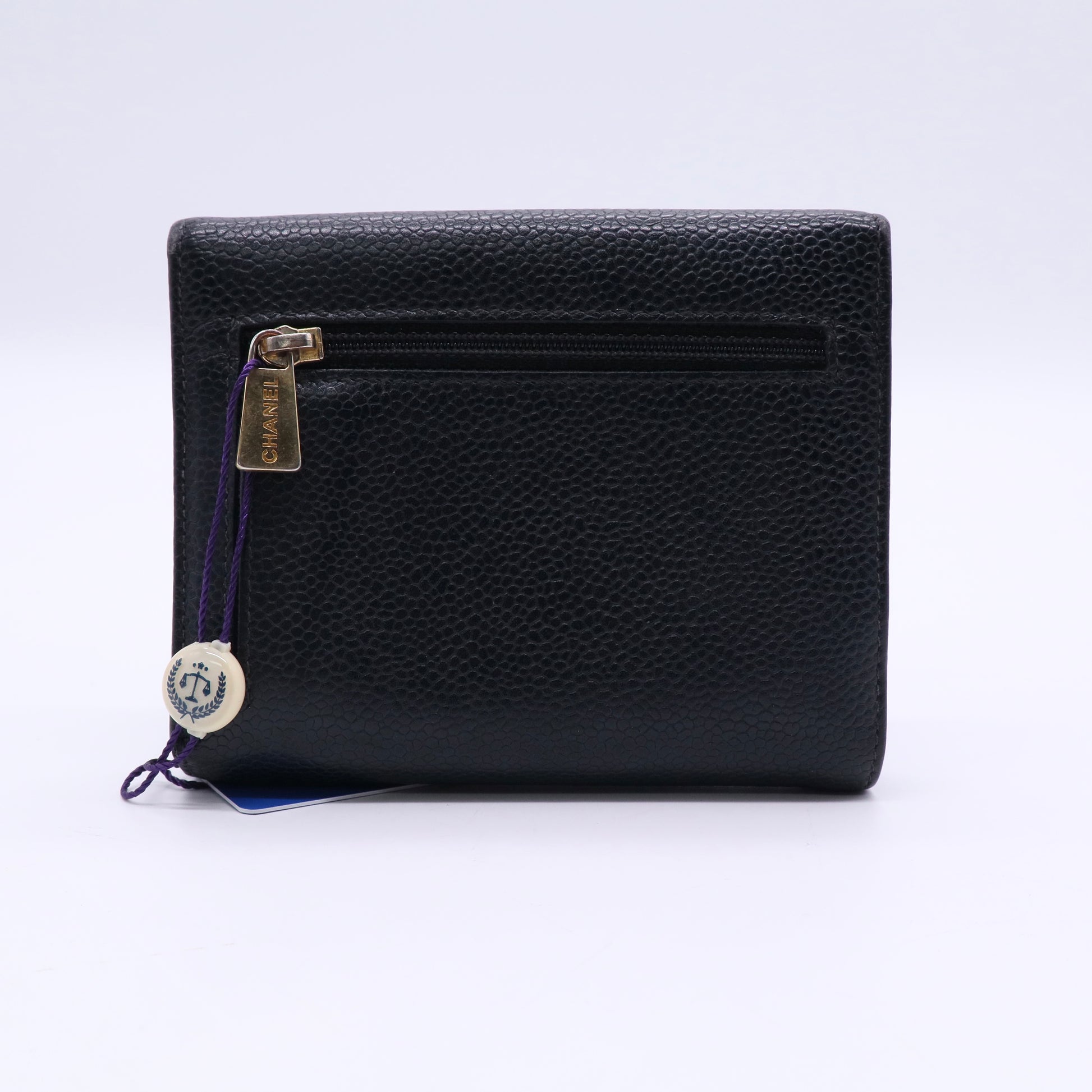 CC Timeless Trifold Caviar Leather Wallet Twins