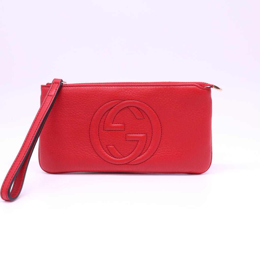 Gucci Soho Leather Zipper Wristlet W22078