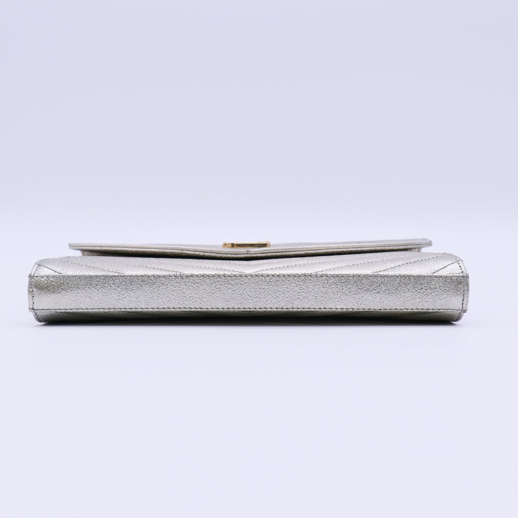 Classic Monogram Wallet on Chain Matelasse Chevron Metallic Leather Medium B20679