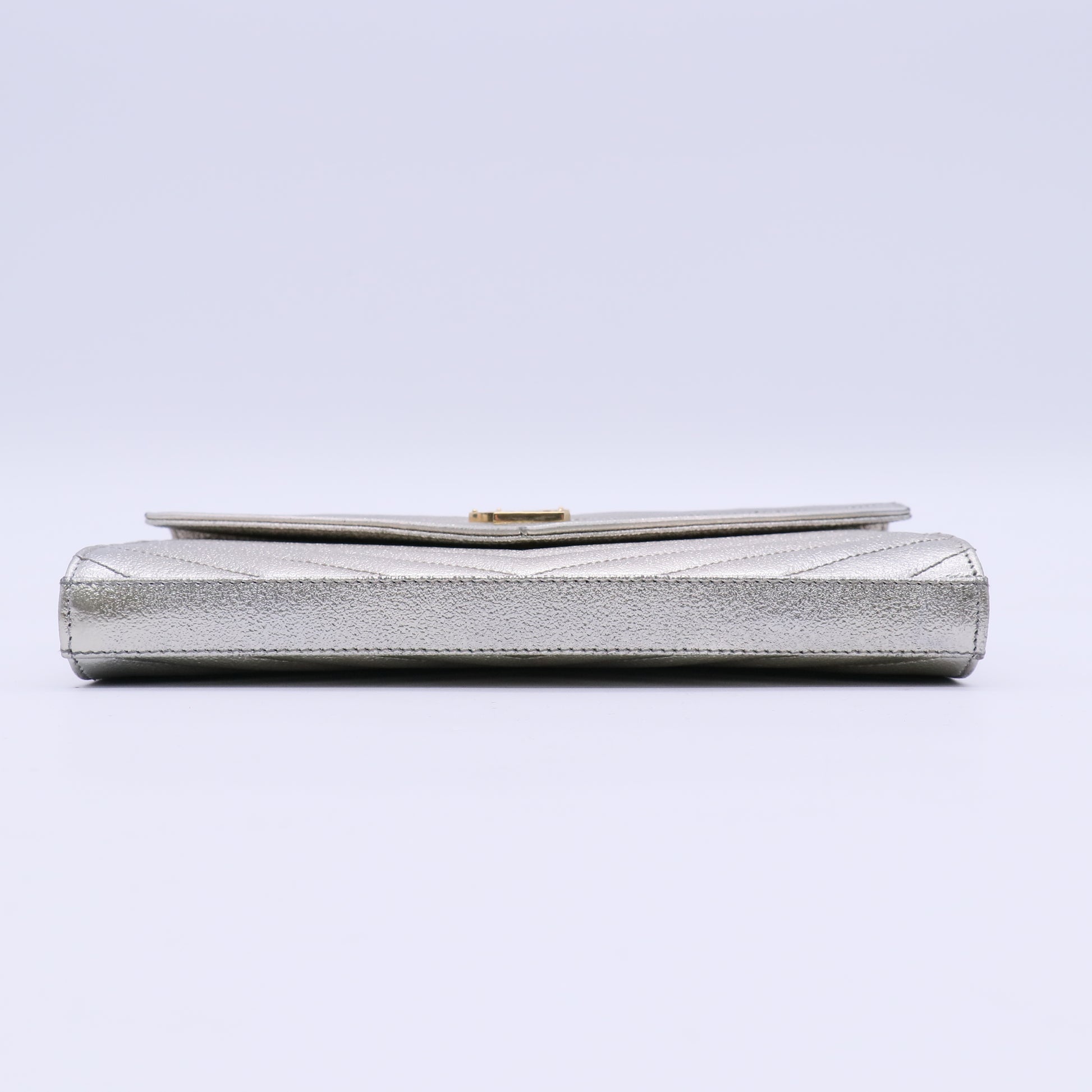 Classic Monogram Wallet on Chain Matelasse Chevron Metallic Leather Medium B20679
