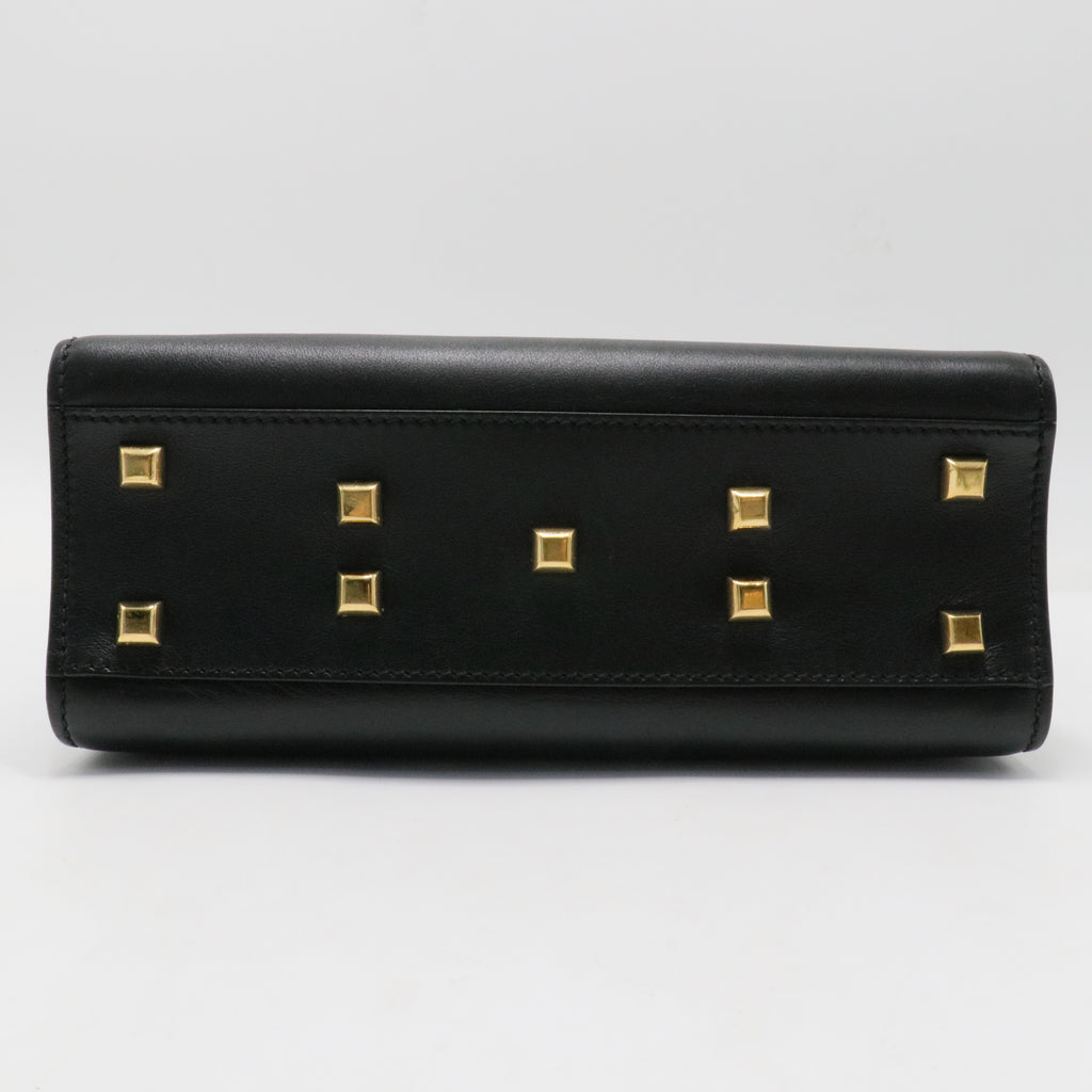 Black Leather My Rockstud Top Handle Tote Bag