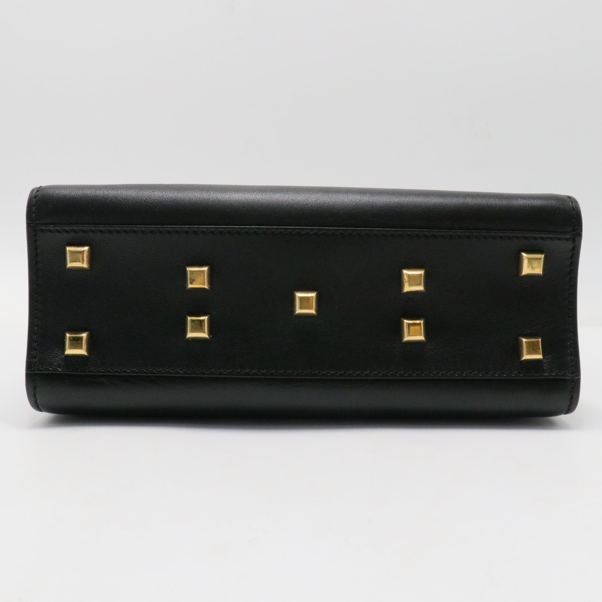 Black Leather My Rockstud Top Handle Tote Bag
