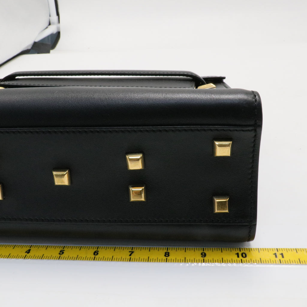 Black Leather My Rockstud Top Handle Tote Bag