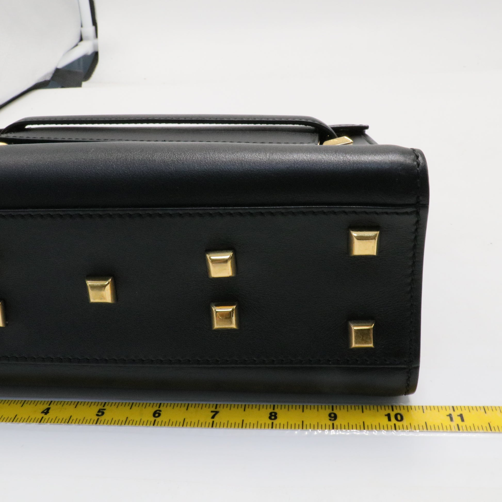 Black Leather My Rockstud Top Handle Tote Bag