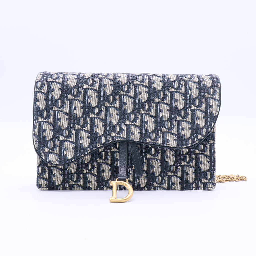 Saddle Chain Wallet Oblique Canvas Twins