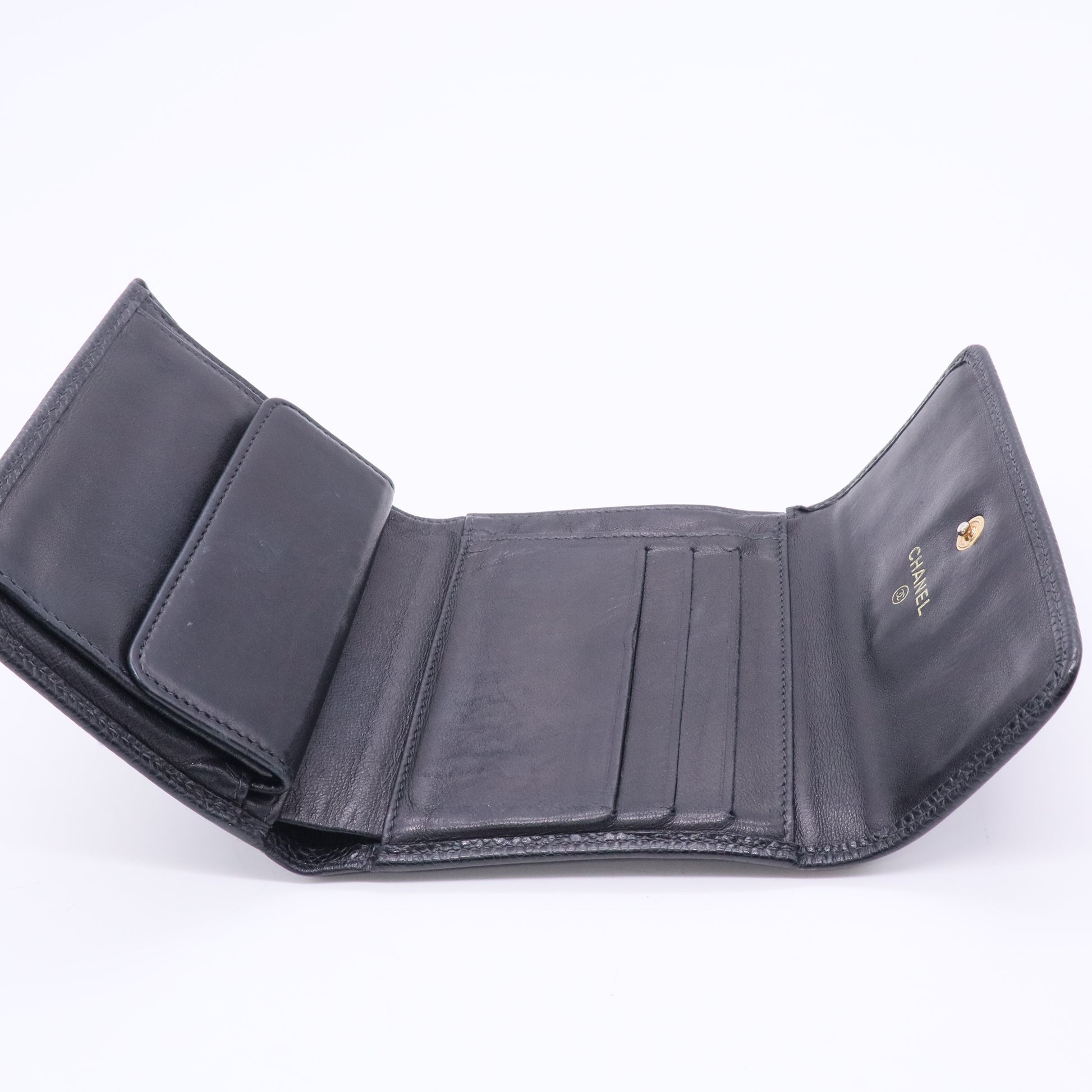 CC Timeless Trifold Caviar Leather Wallet Twins