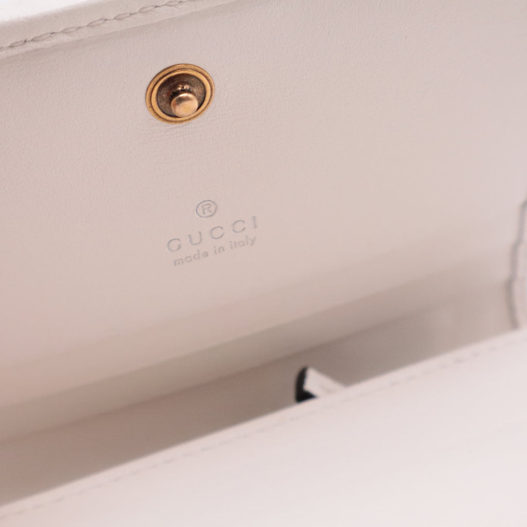 Calfskin Web Trapuntata GG Card Case Wallet Off White