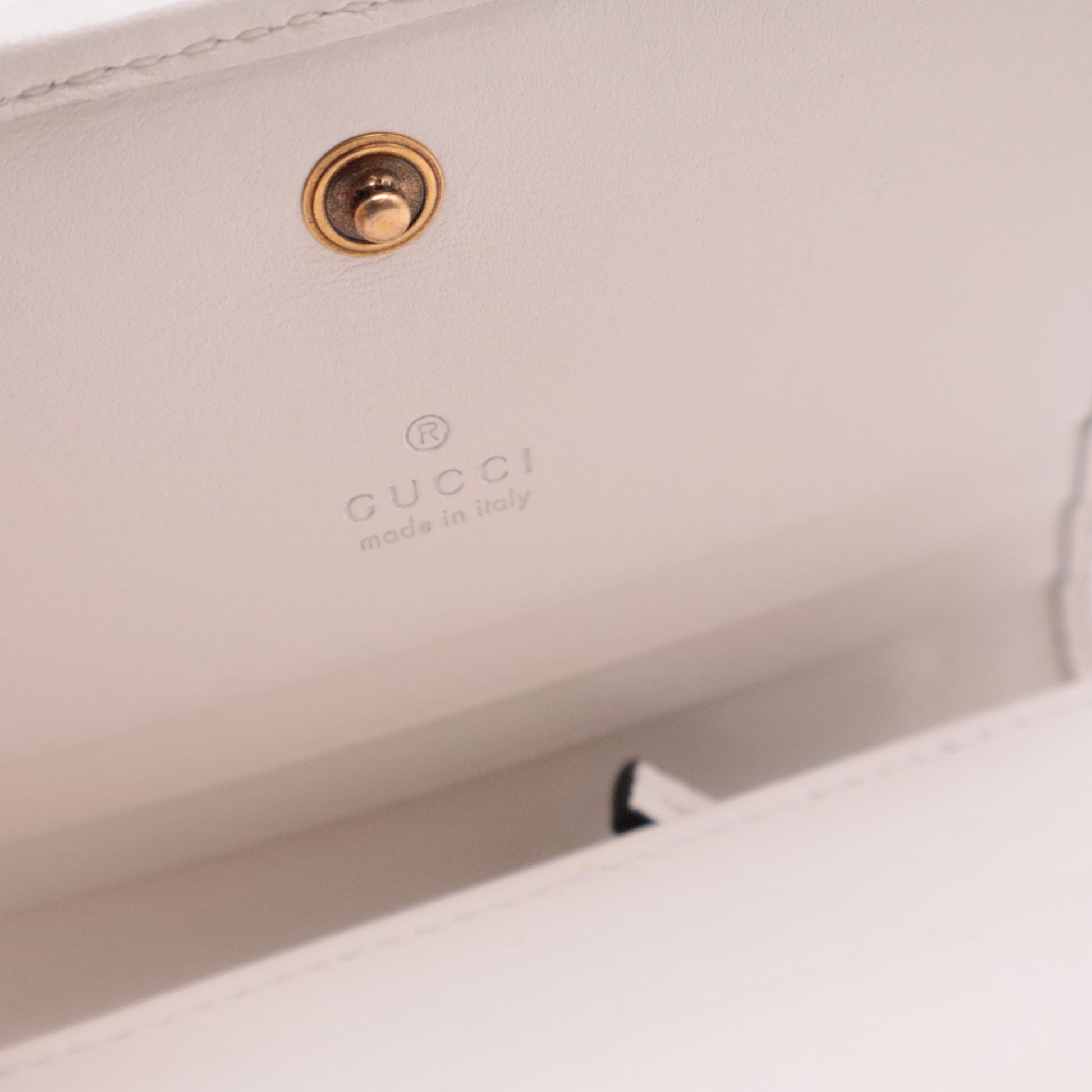 Calfskin Web Trapuntata GG Card Case Wallet Off White