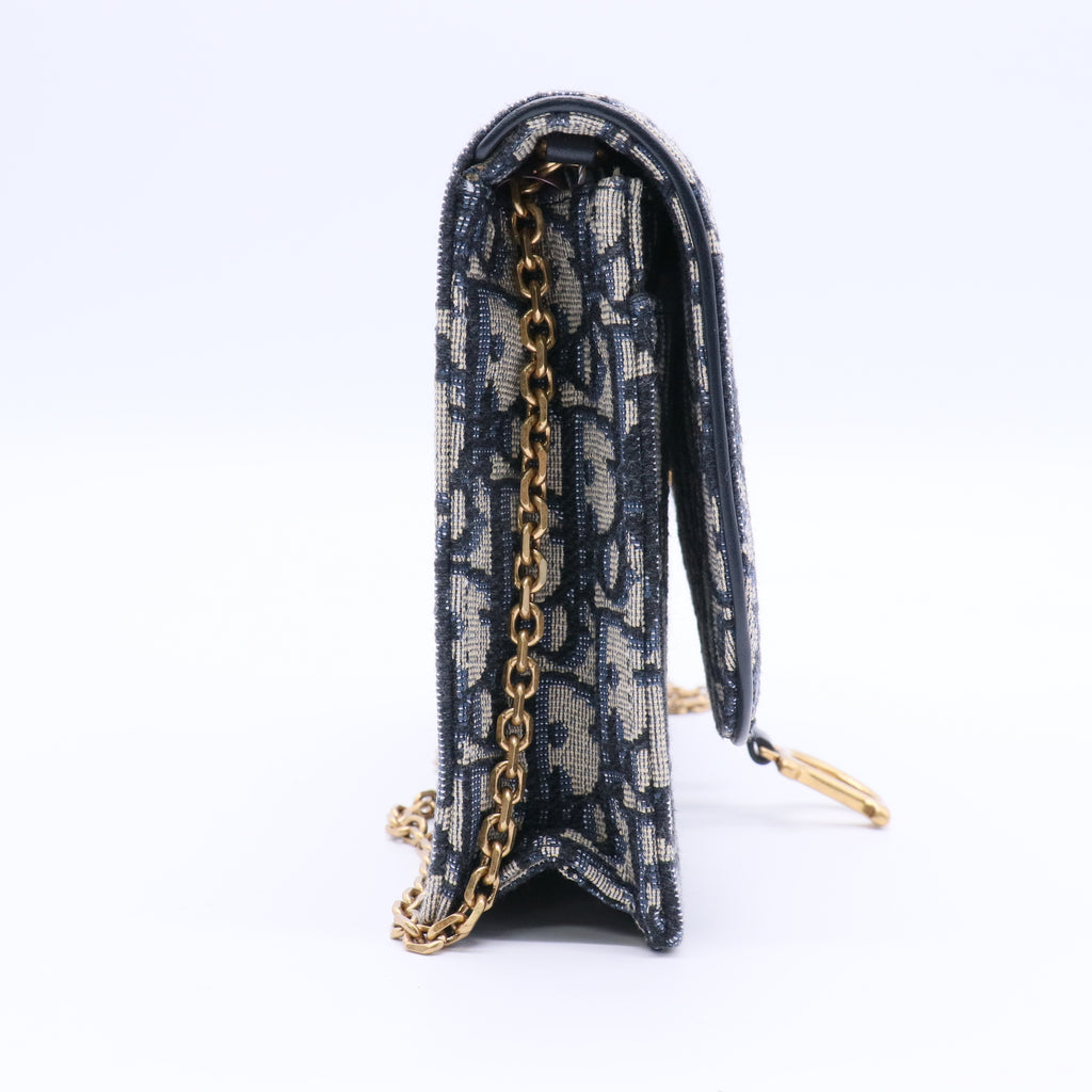 Saddle Chain Wallet Oblique Canvas Twins