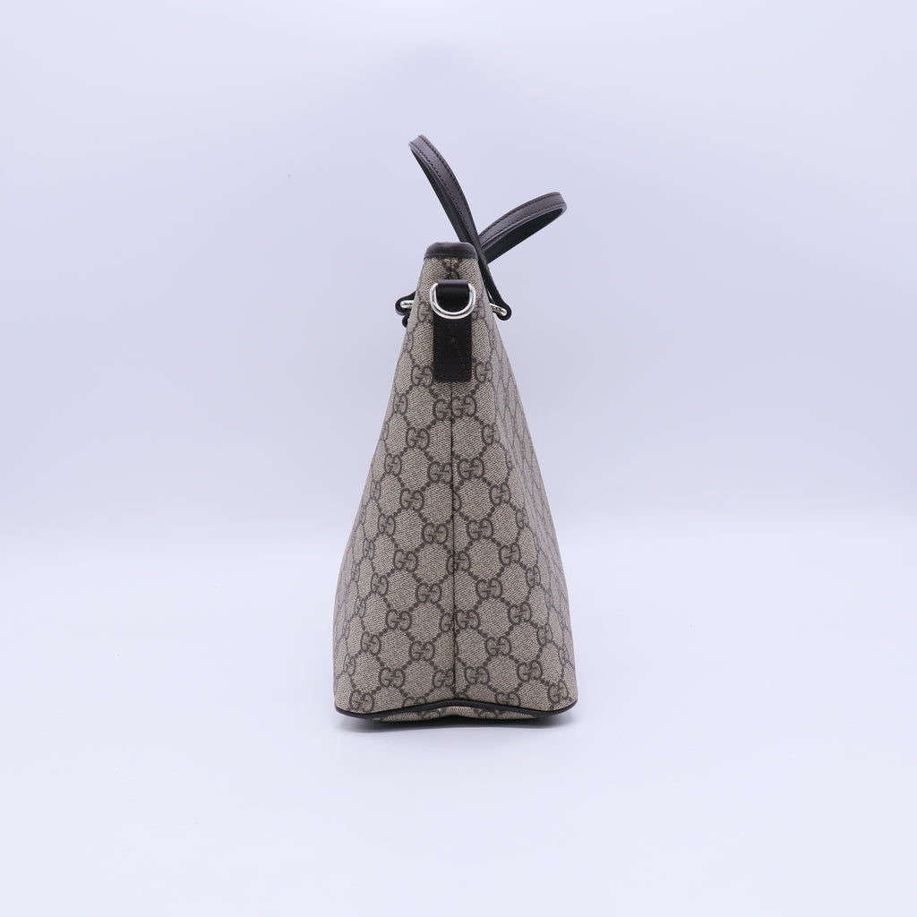 GG Supreme Monogram Medium Zippered Tote Dark Brown B20951