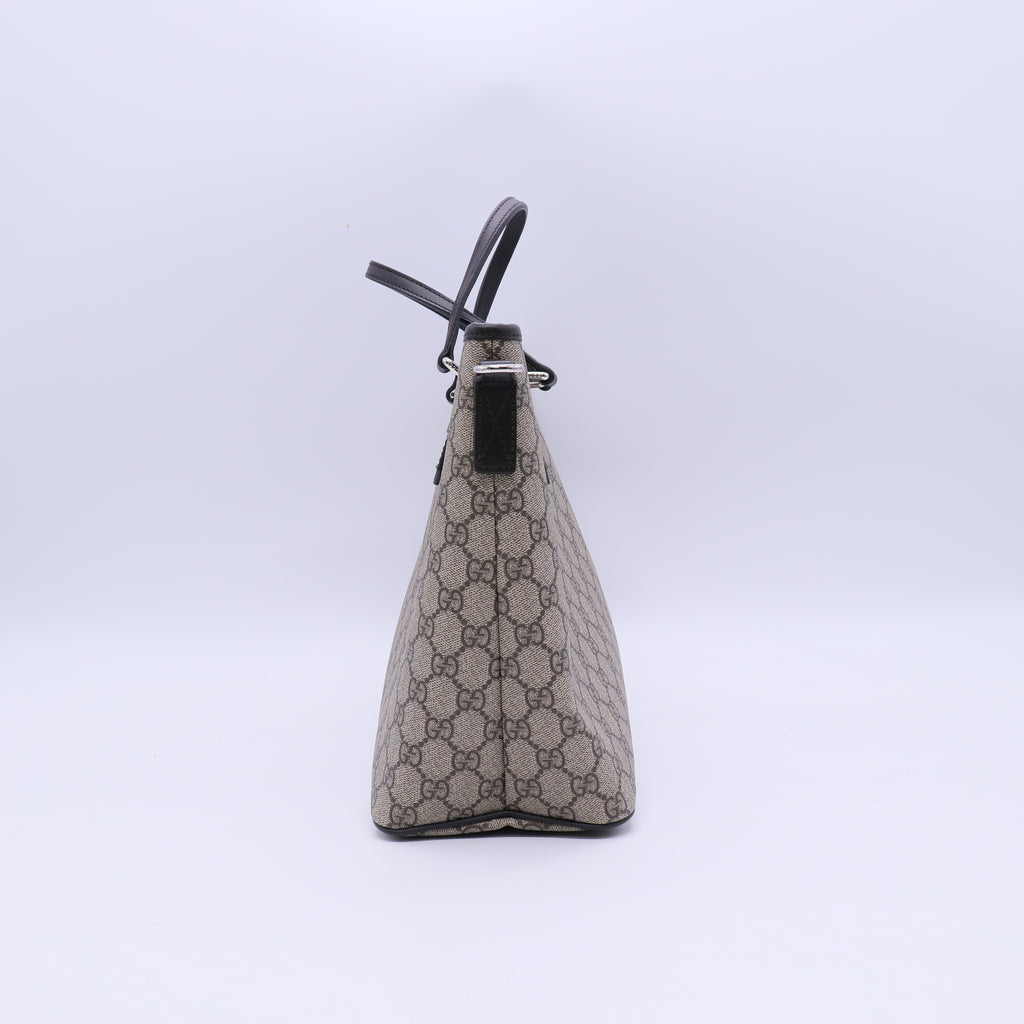 GG Supreme Monogram Medium Zippered Tote Dark Brown B20951