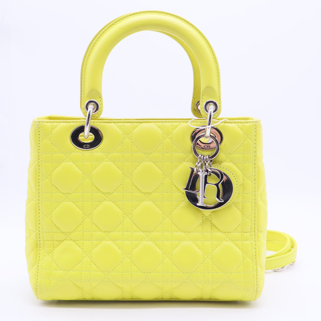 Dior Lady Dior Yellow Leather Shoulder Bag J2367 twins