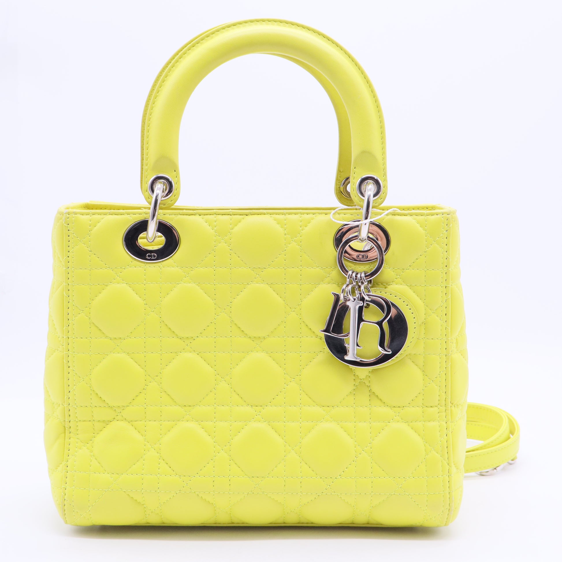 Dior Lady Dior Yellow Leather Shoulder Bag J2367 twins