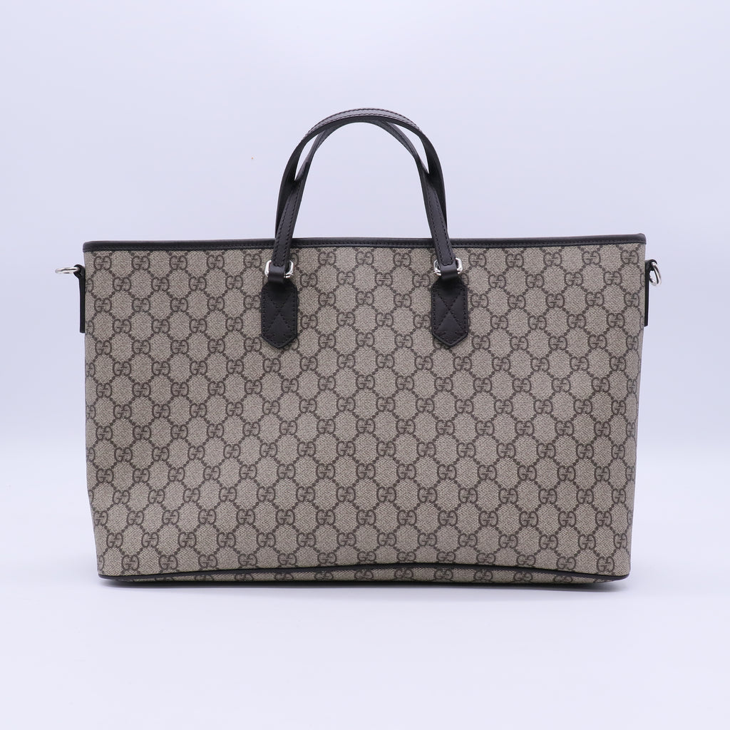 GG Supreme Monogram Medium Zippered Tote Dark Brown B20951