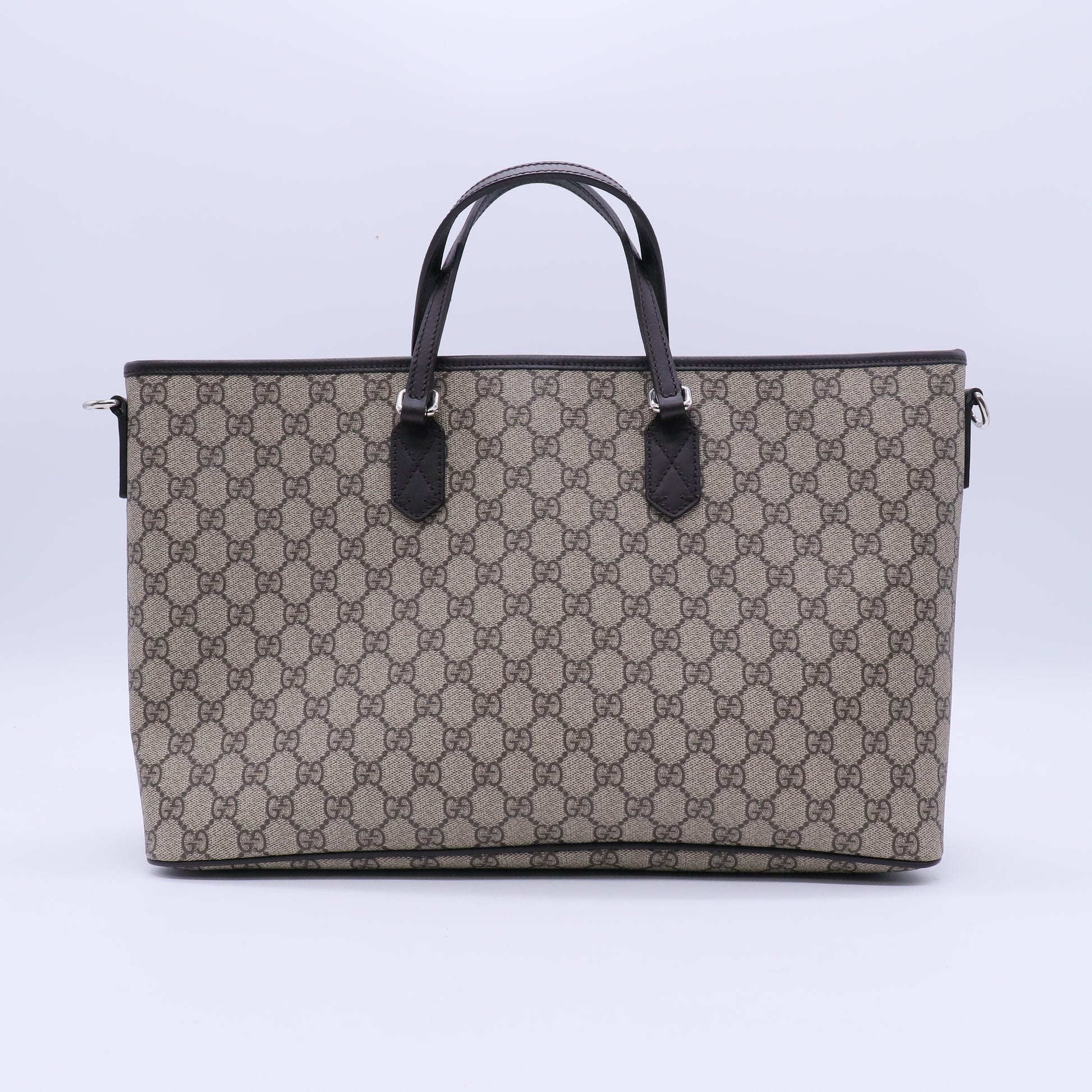 GG Supreme Monogram Medium Zippered Tote Dark Brown B20951