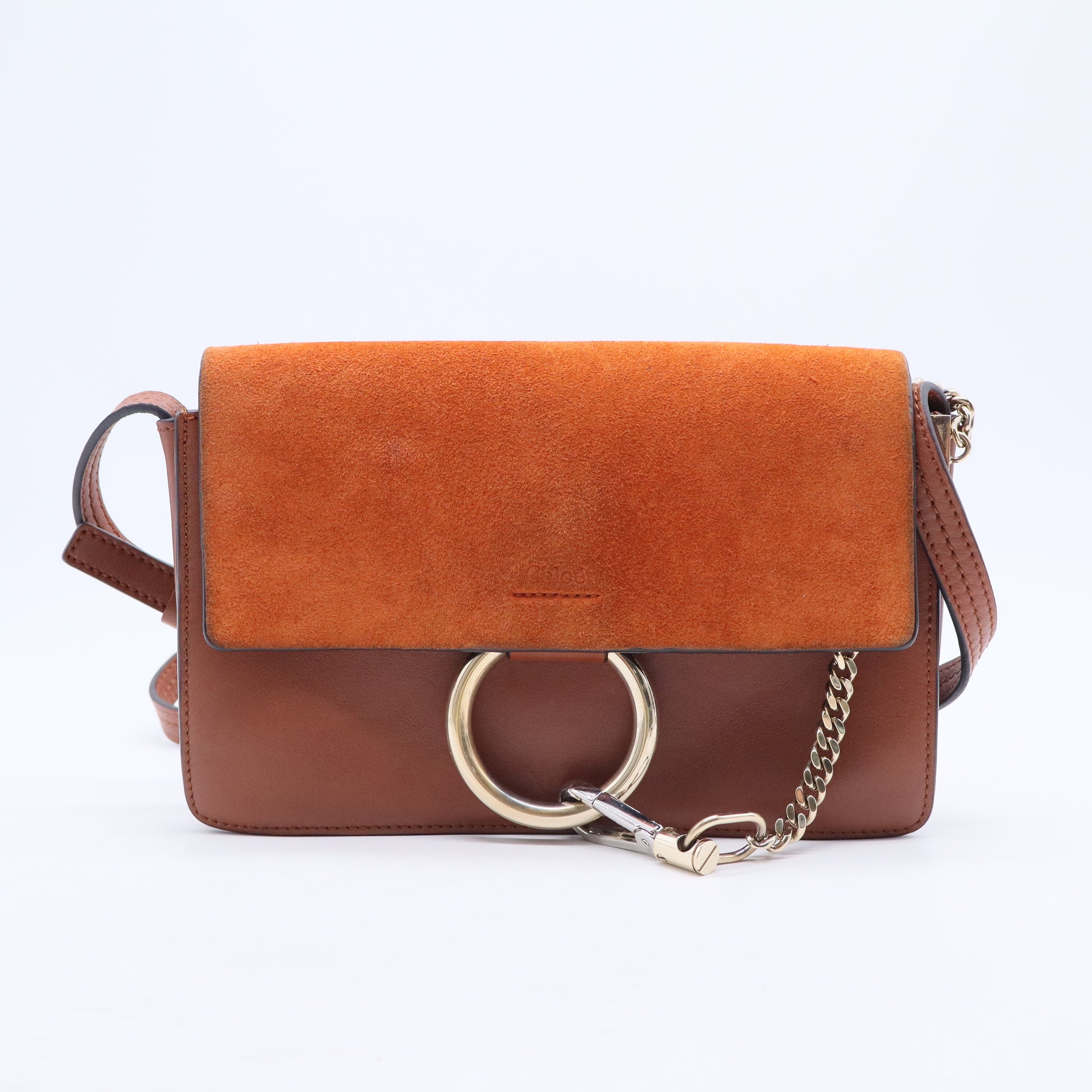 Brown Medium Calfskin and Suede Faye Crossbody B20193