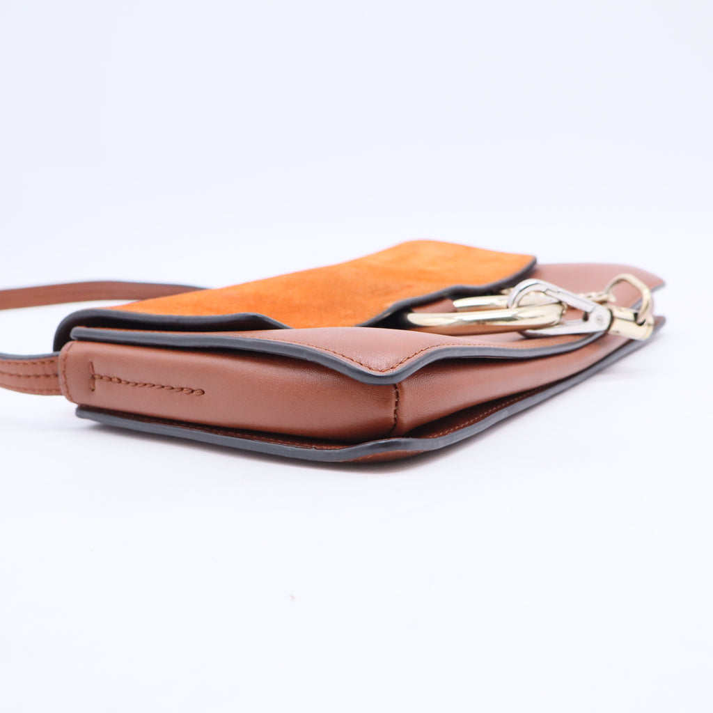 Brown Medium Calfskin and Suede Faye Crossbody B20193