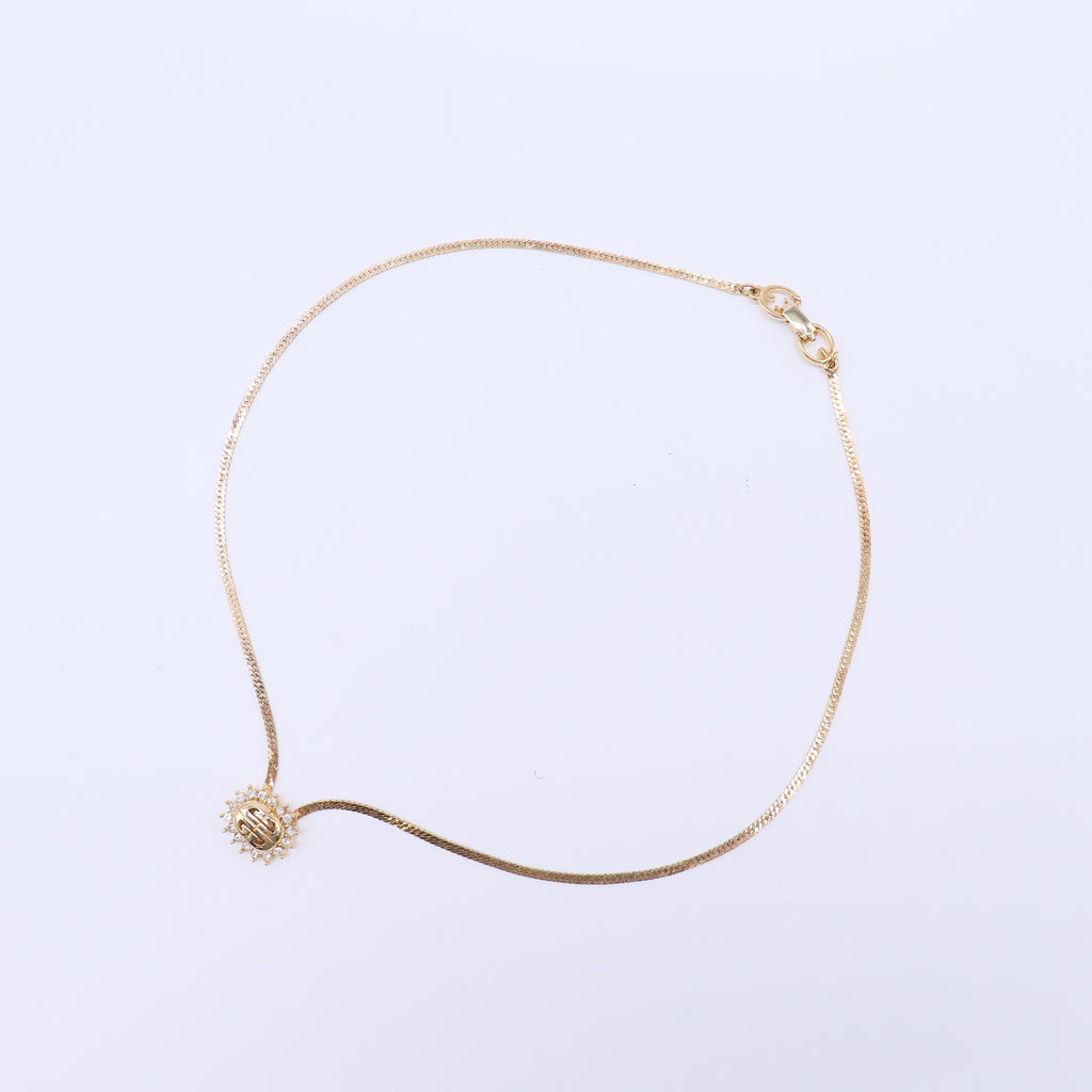 Christian Dior Vintage Crystal Sunburst CD Necklace W21556