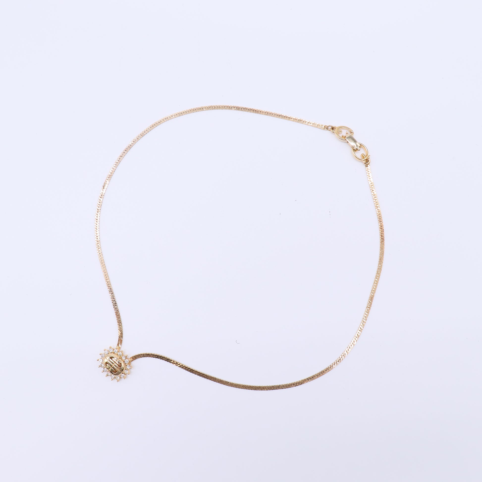 Christian Dior Vintage Crystal Sunburst CD Necklace W21556