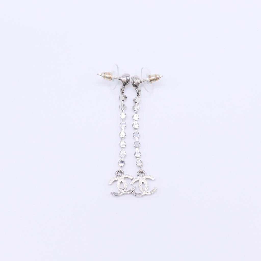 Chanel Crystal CC Long Drop Chain Earrings W21759