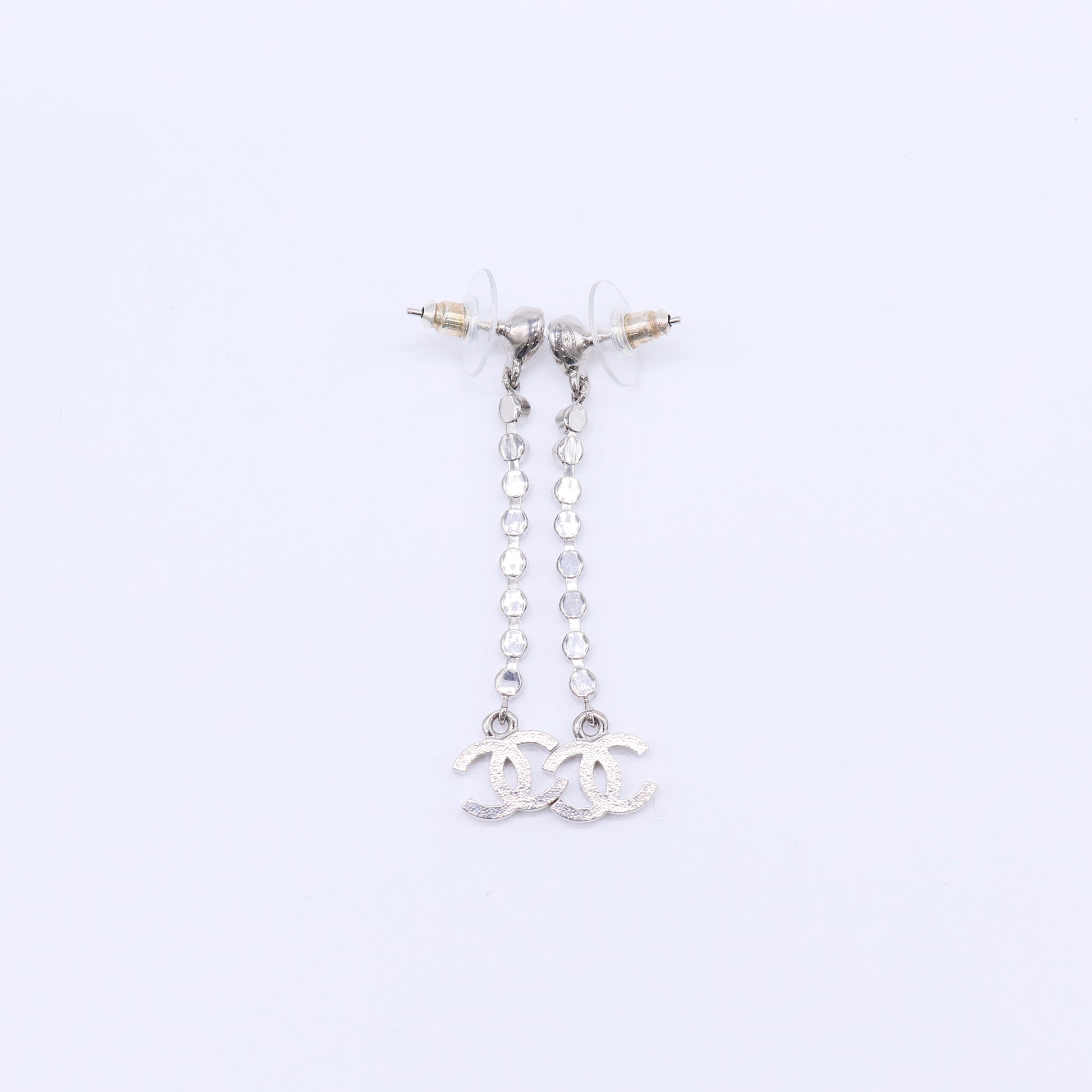 Chanel Crystal CC Long Drop Chain Earrings W21759