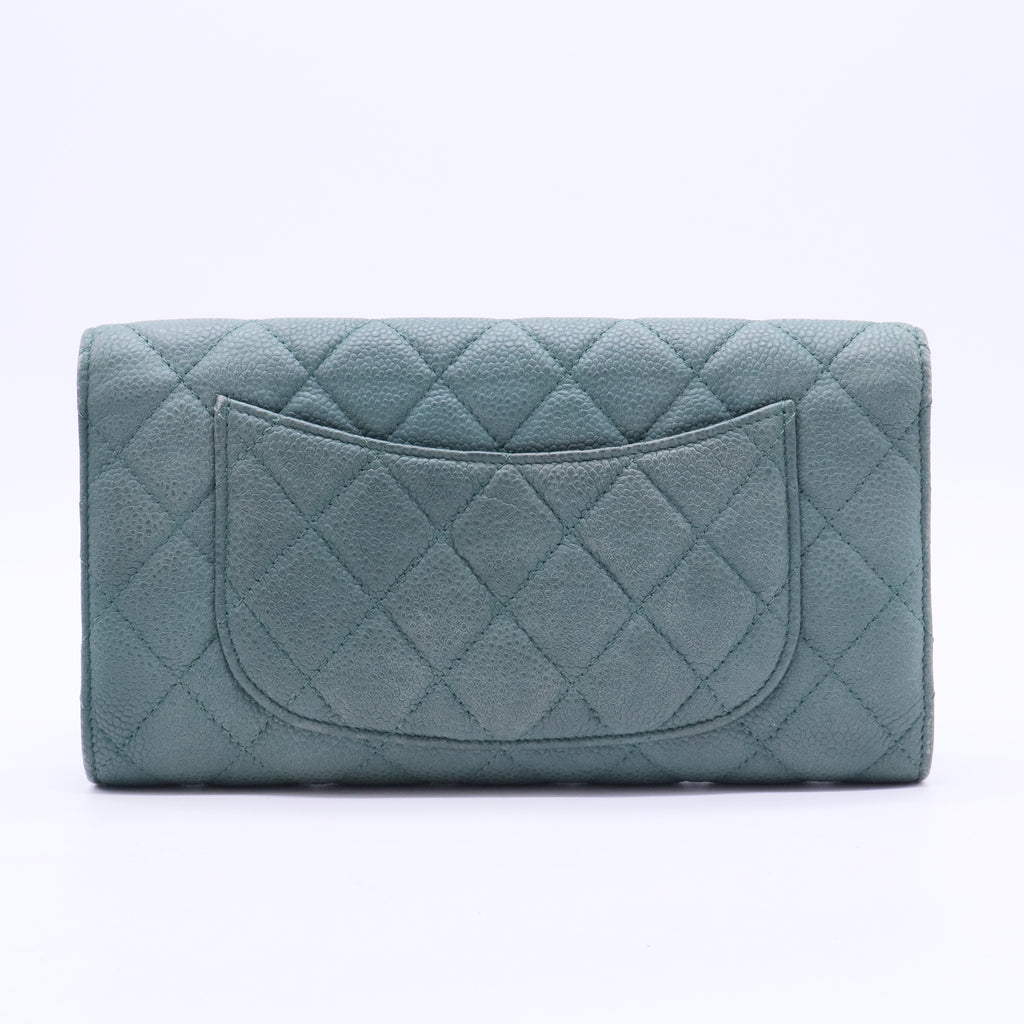Chanel Caviar Green Clutch J2360 twins