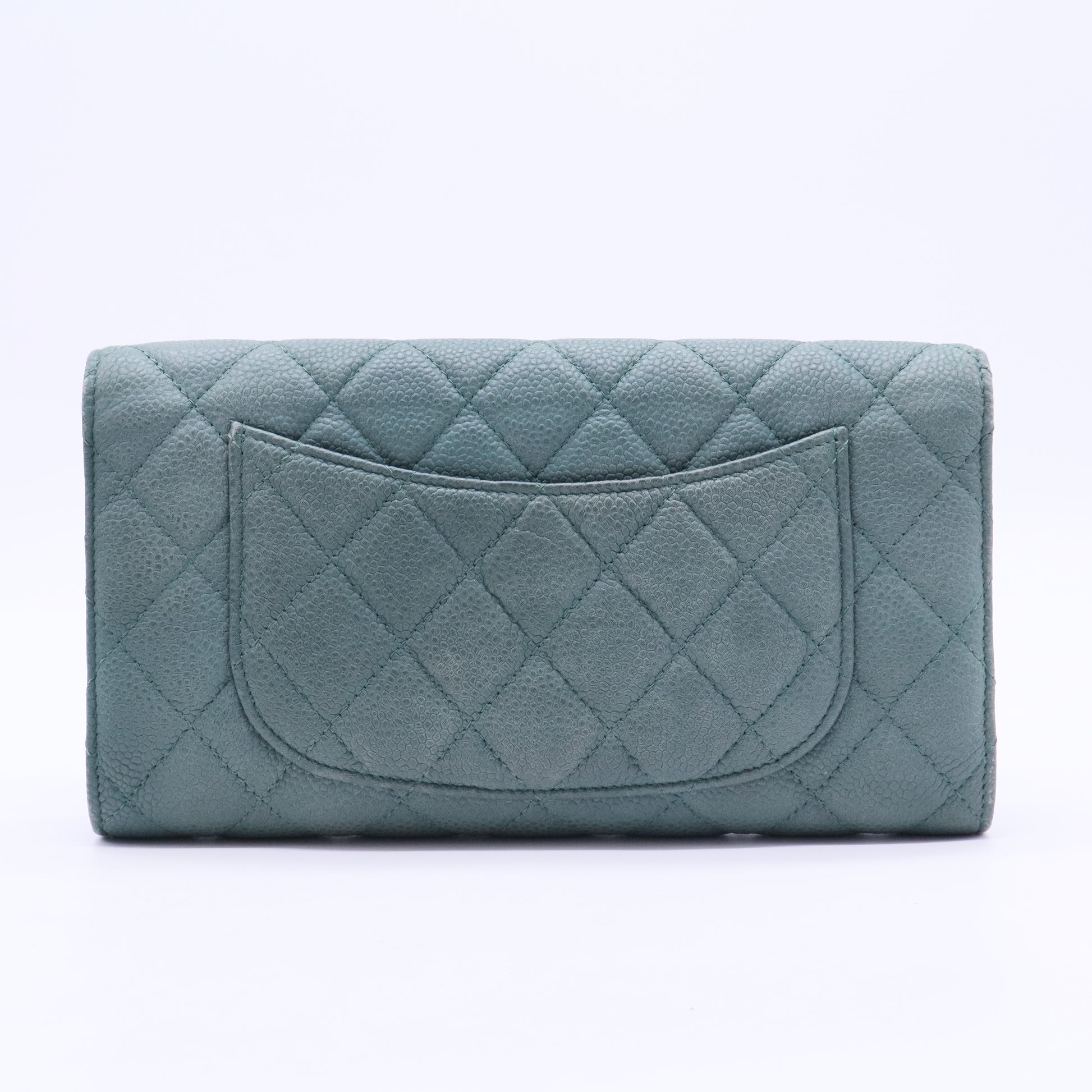 Chanel Caviar Green Clutch J2360 twins