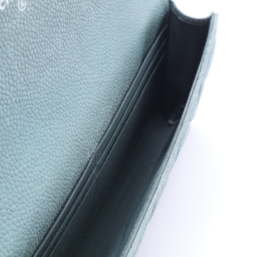 Chanel Caviar Green Clutch J2360 twins