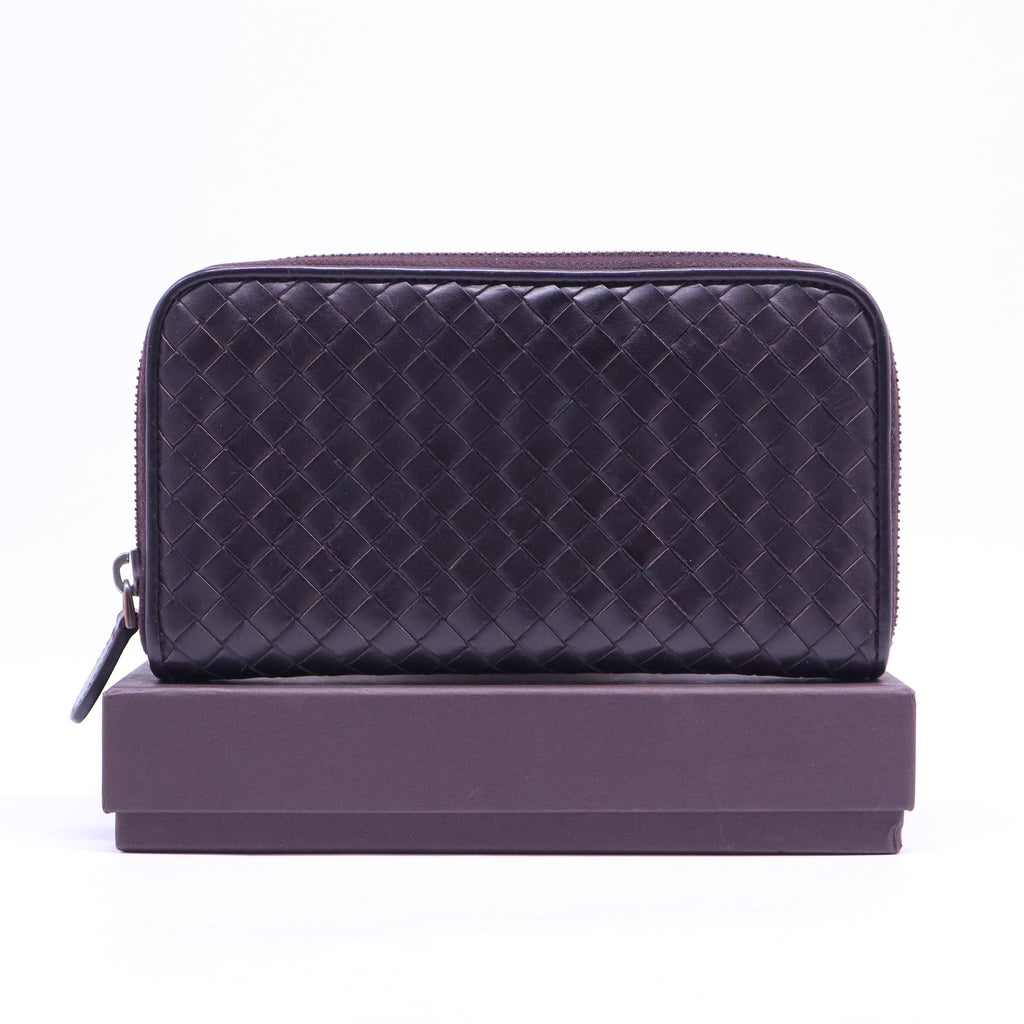 Bottega Veneta Nappa Intrecciato Zip Around Wallet Aubergine W20900