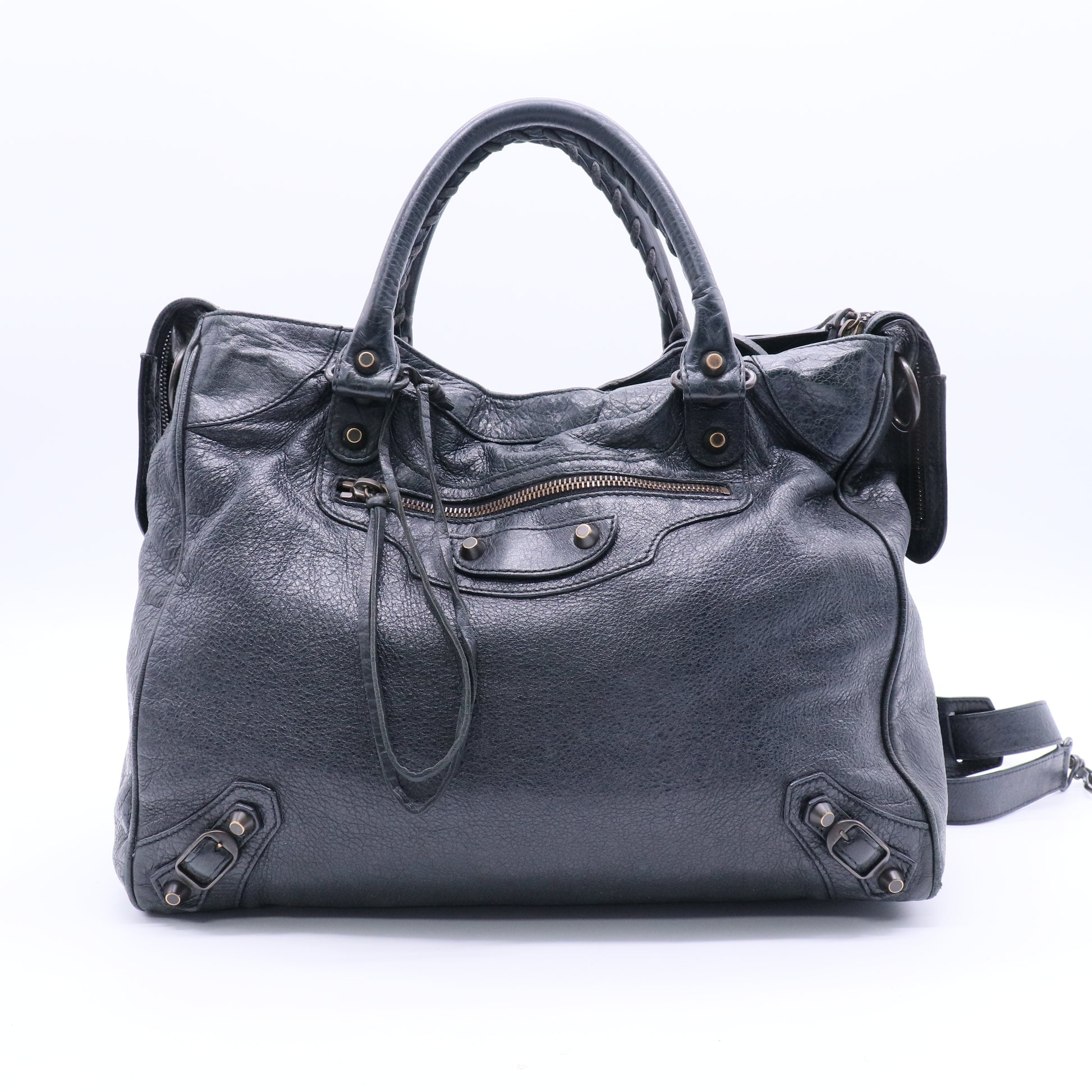 Anthracite Lambskin Leather Motorcycle Velo Bag Twins
