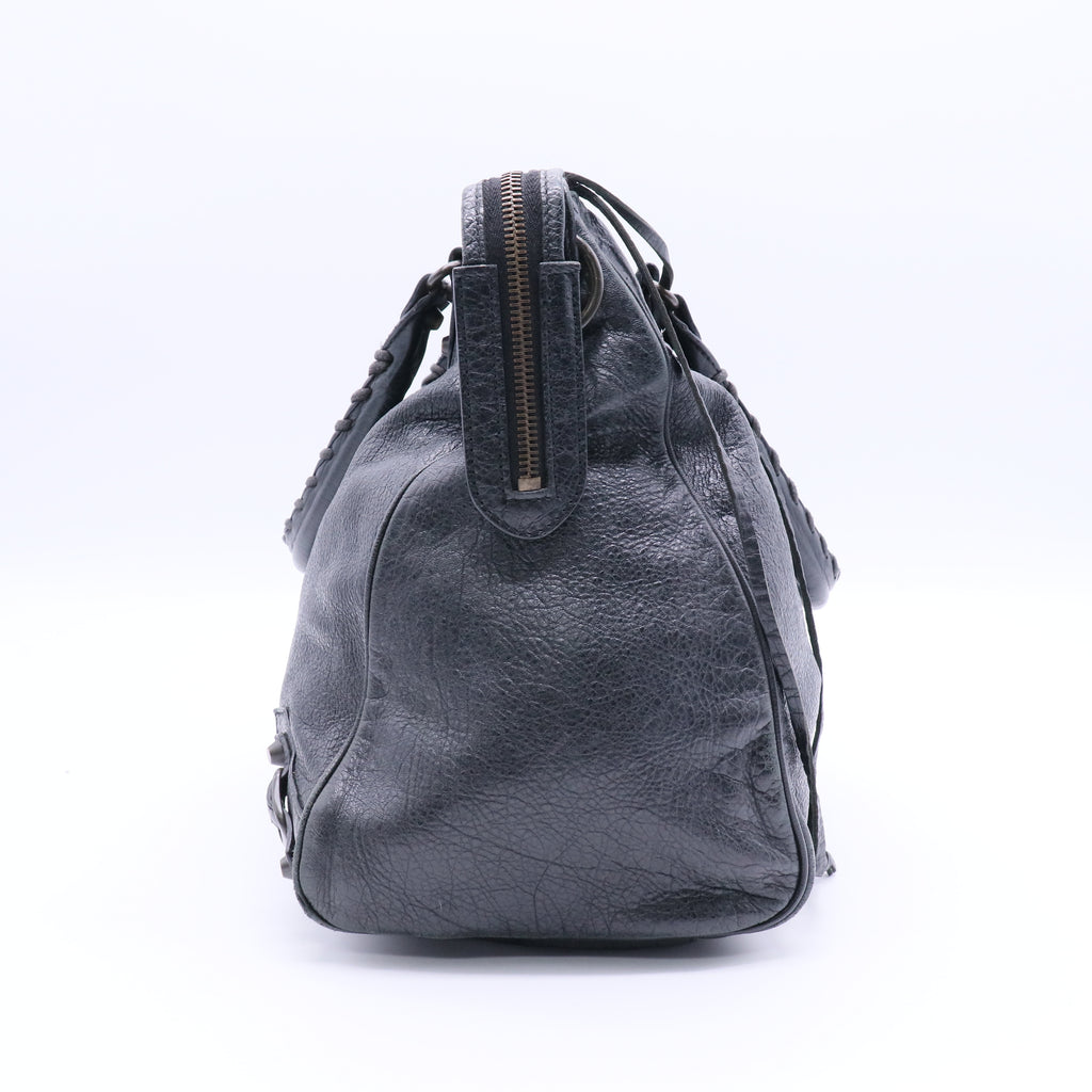 Anthracite Lambskin Leather Motorcycle Velo Bag Twins