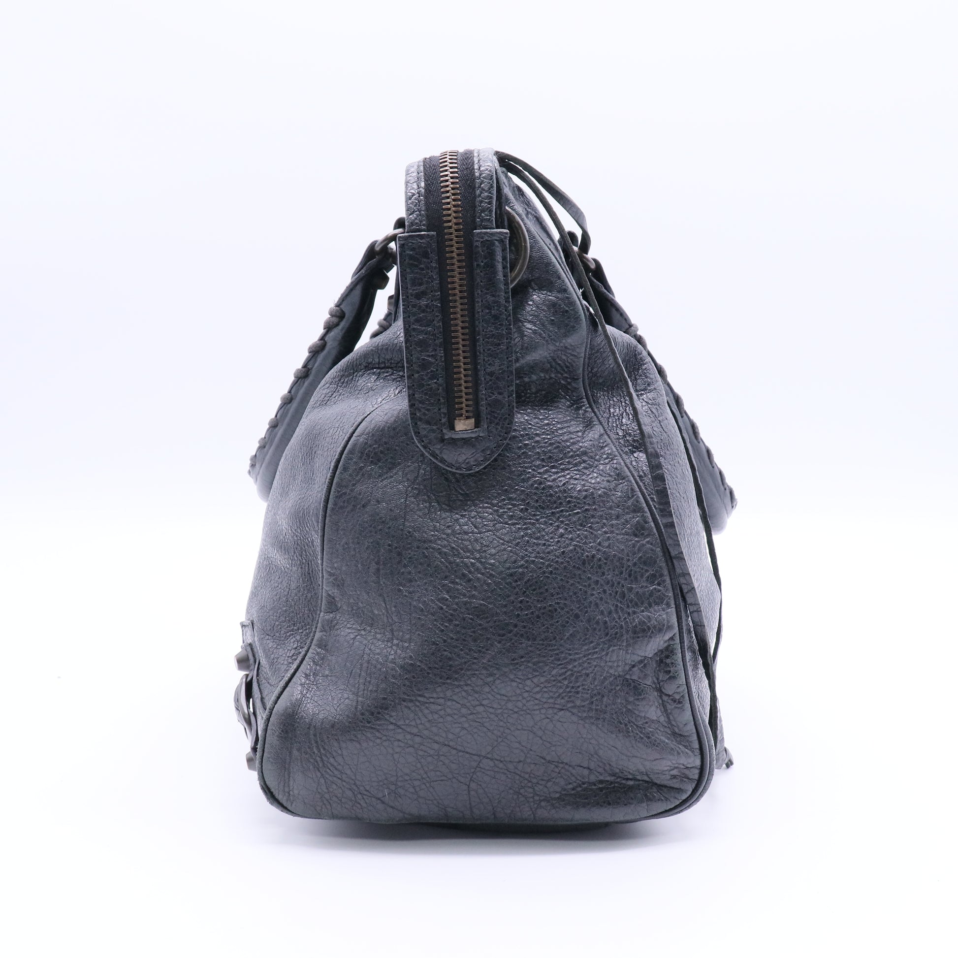 Anthracite Lambskin Leather Motorcycle Velo Bag Twins