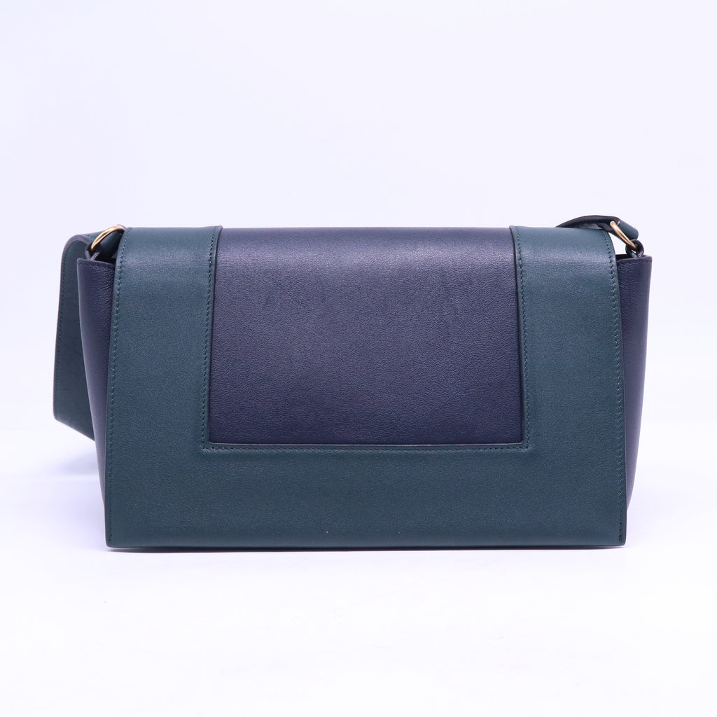 Shiny Smooth Calfskin Medium Frame Shoulder Bag Amazone Dark Navy B21249