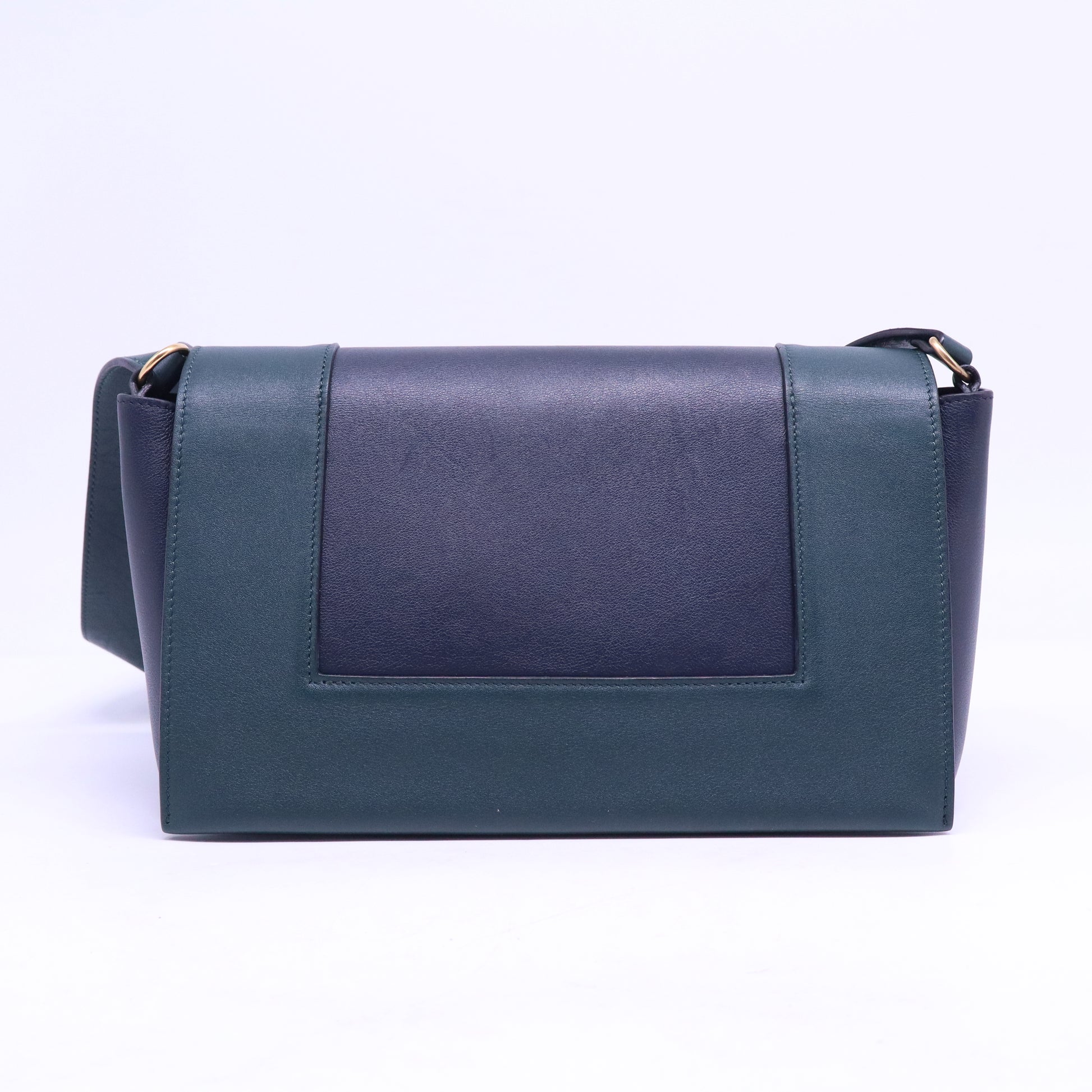 Shiny Smooth Calfskin Medium Frame Shoulder Bag Amazone Dark Navy B21249