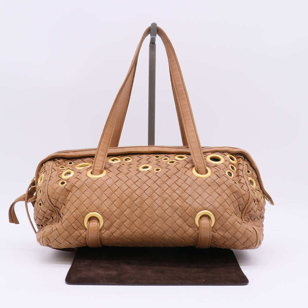 Bottega Veneta Intrecciato Leather Grommet Satchel Bag B23364