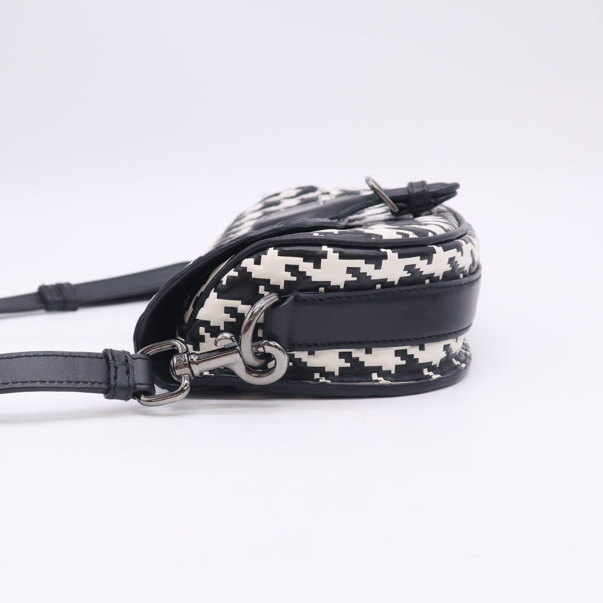 Bobby Flap Bag Houndstooth Embossed Calfskin East West B24171
