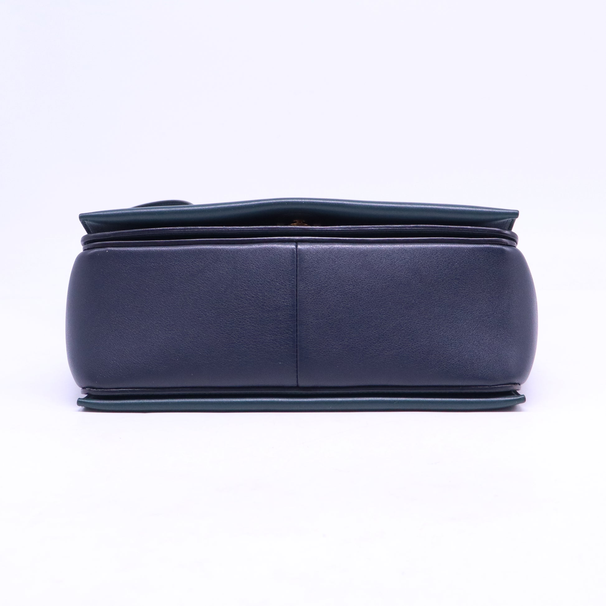 Shiny Smooth Calfskin Medium Frame Shoulder Bag Amazone Dark Navy B21249