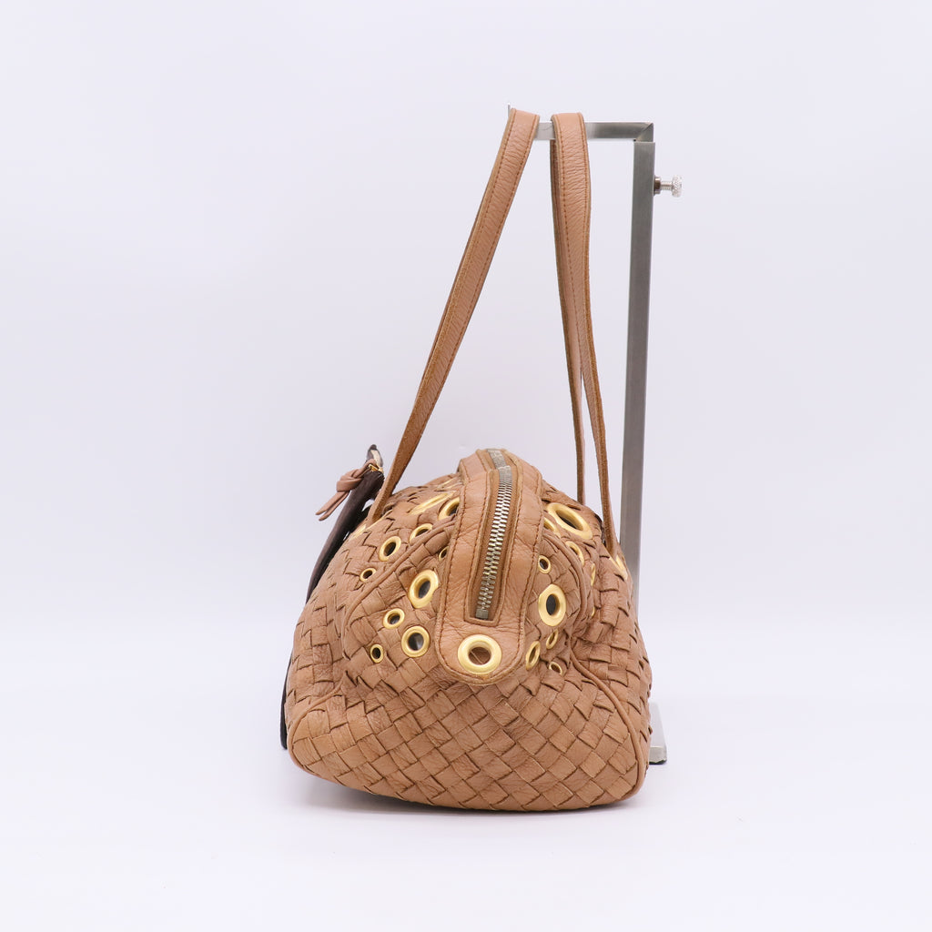 Bottega Veneta Intrecciato Leather Grommet Satchel Bag B23364