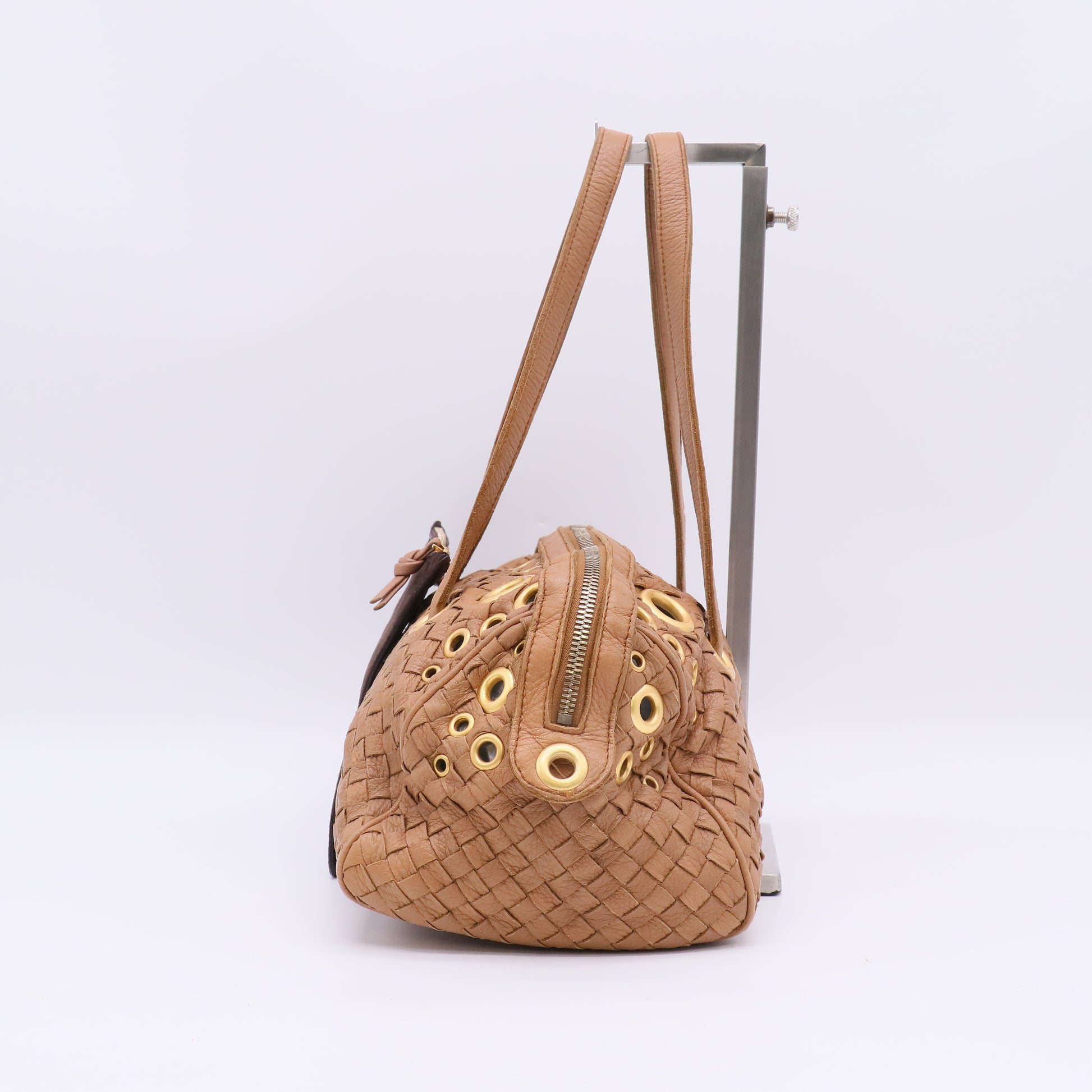 Bottega Veneta Intrecciato Leather Grommet Satchel Bag B23364
