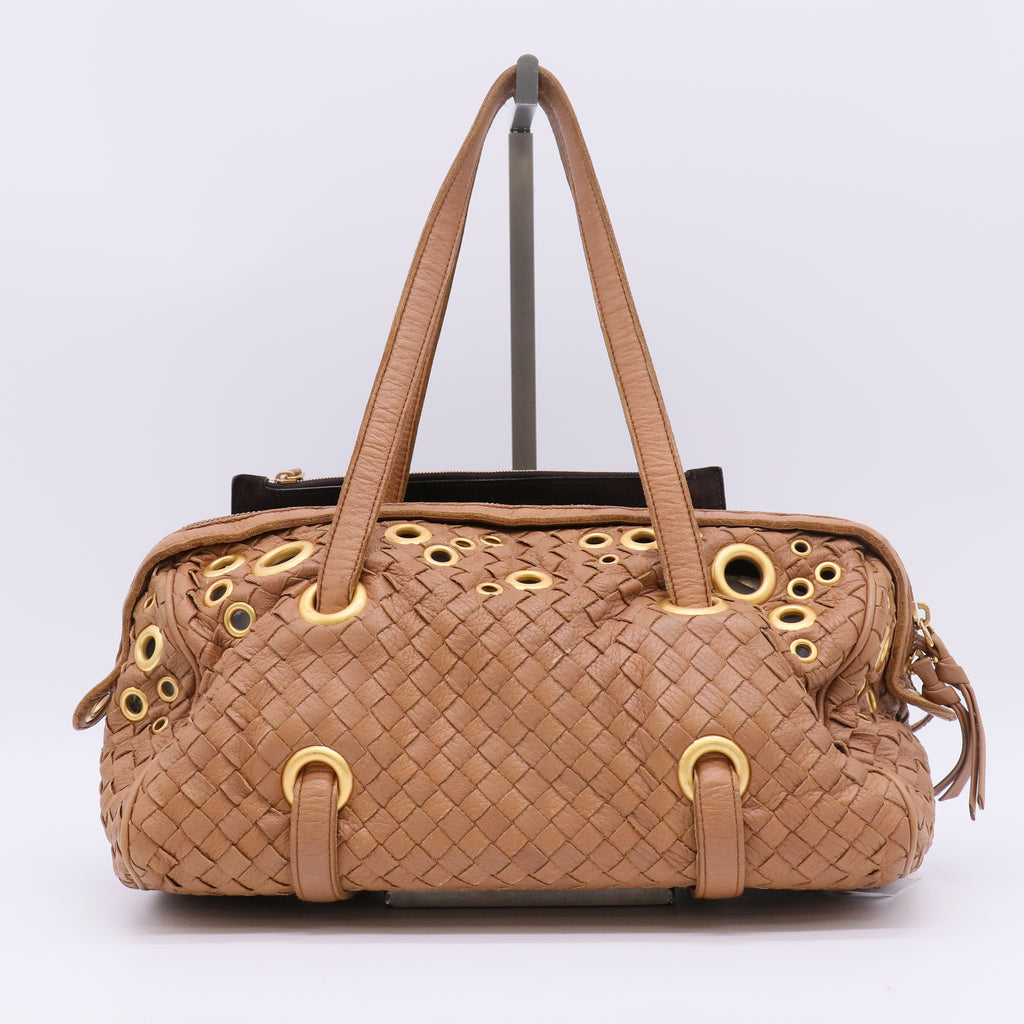 Bottega Veneta Intrecciato Leather Grommet Satchel Bag B23364