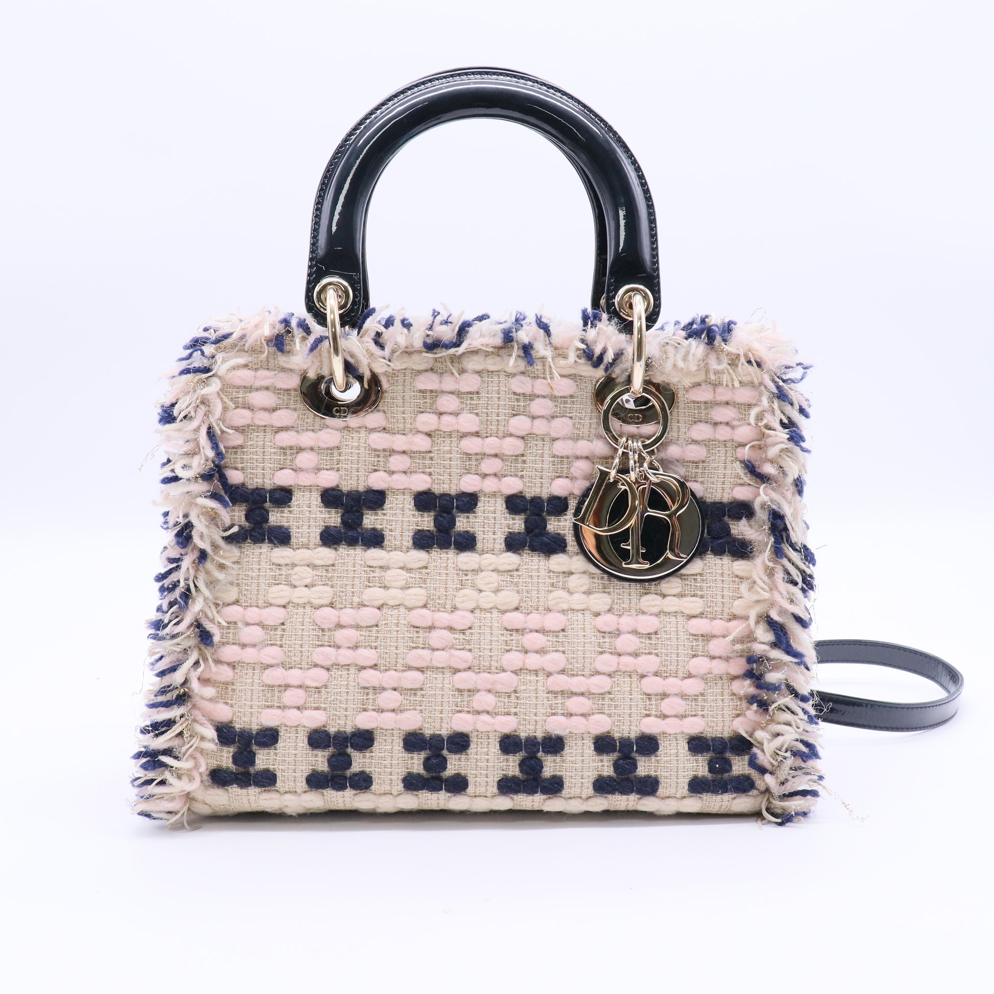 Lady Dior Bag Tweed with Patent Medium Twins