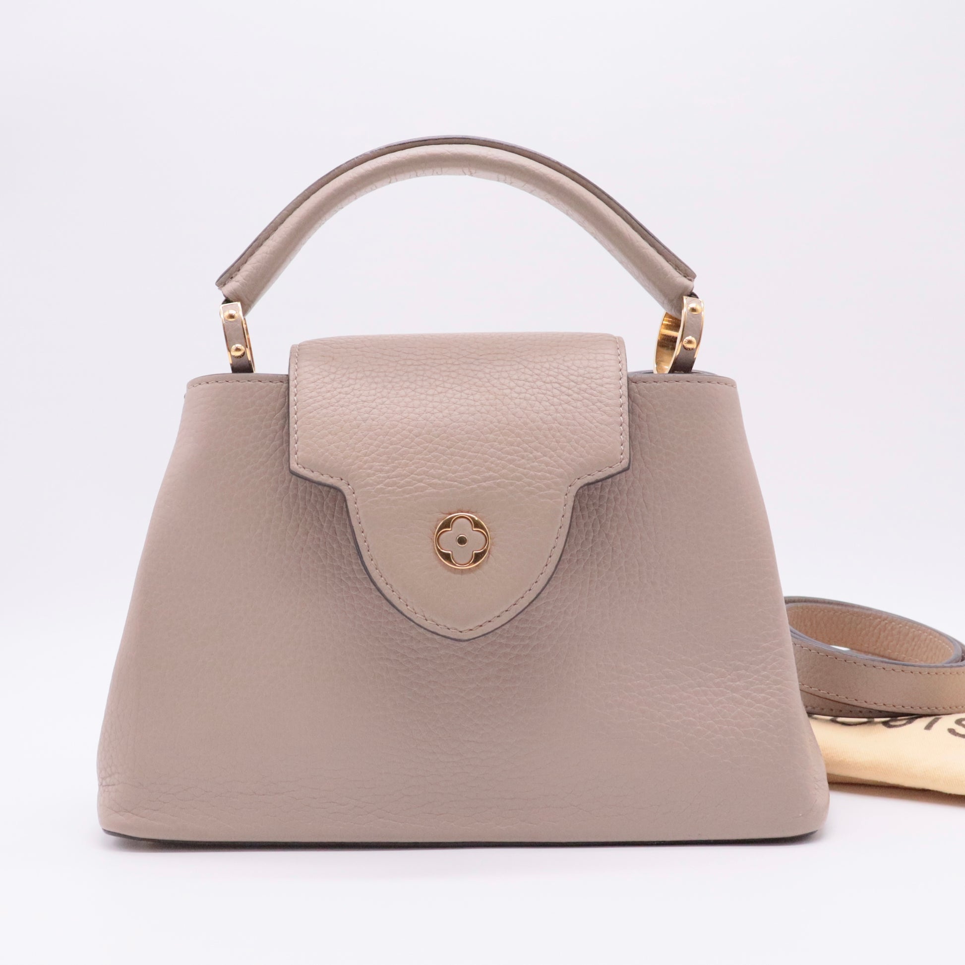 Capucines BB Pebble Taurillon with Gold Hardware twins