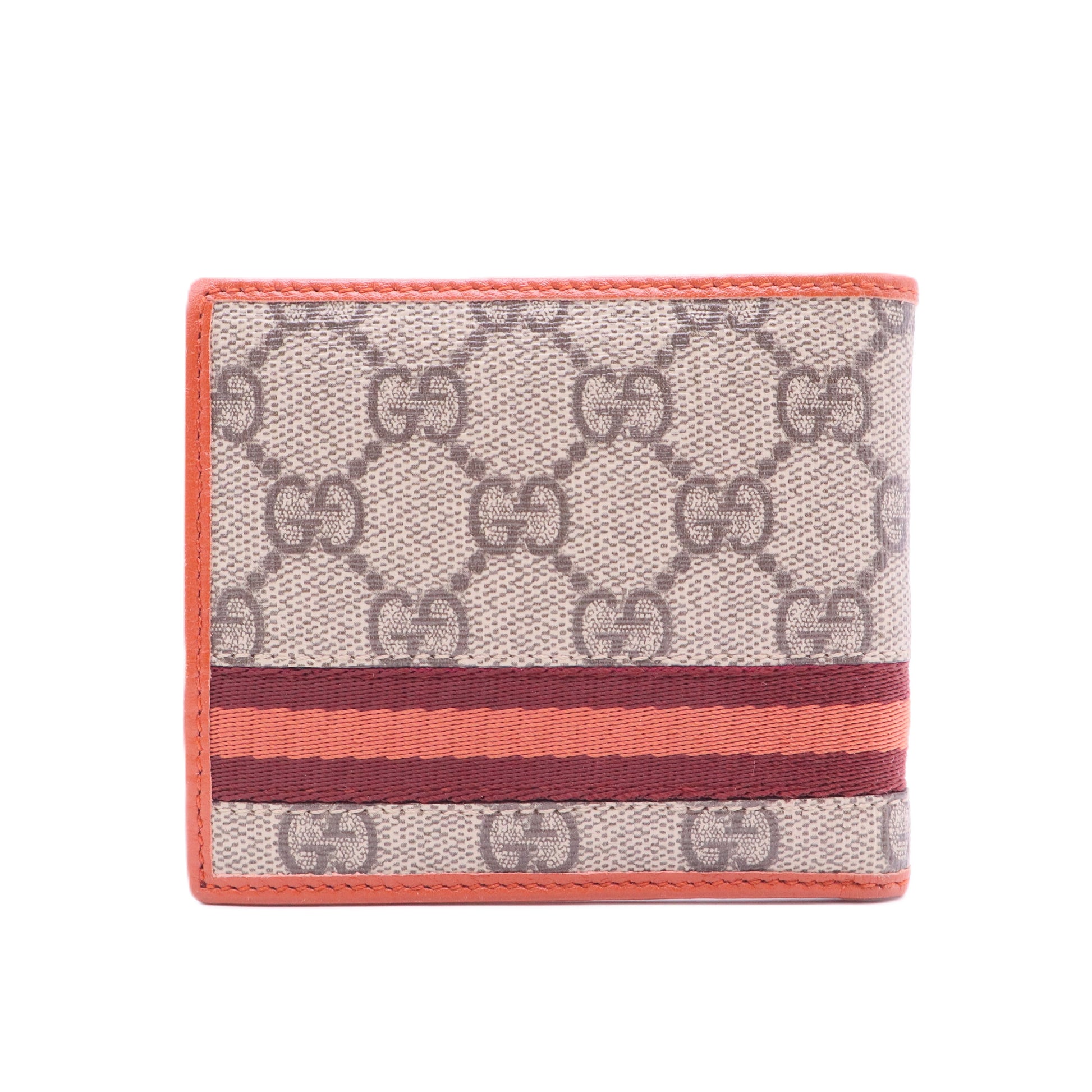 Beige/Orange GG Supreme Canvas Web Bifold Wallet