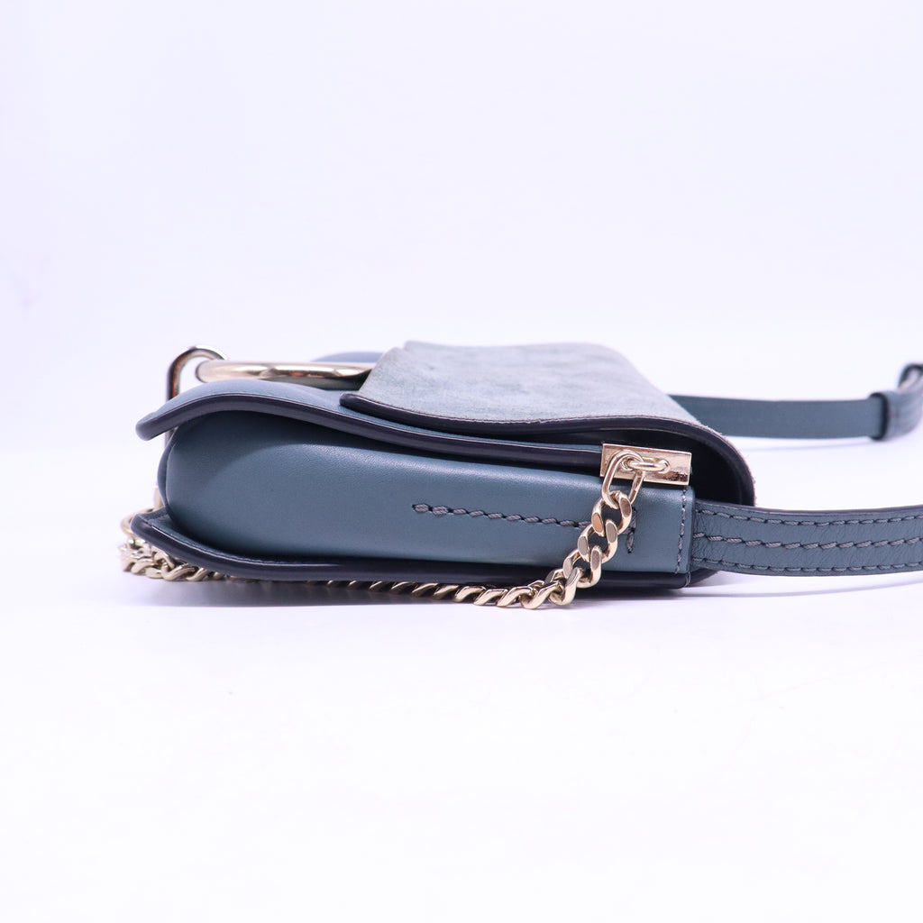 Suede Calfskin Small Faye Shoulder Bag Cloudy Blue B21133