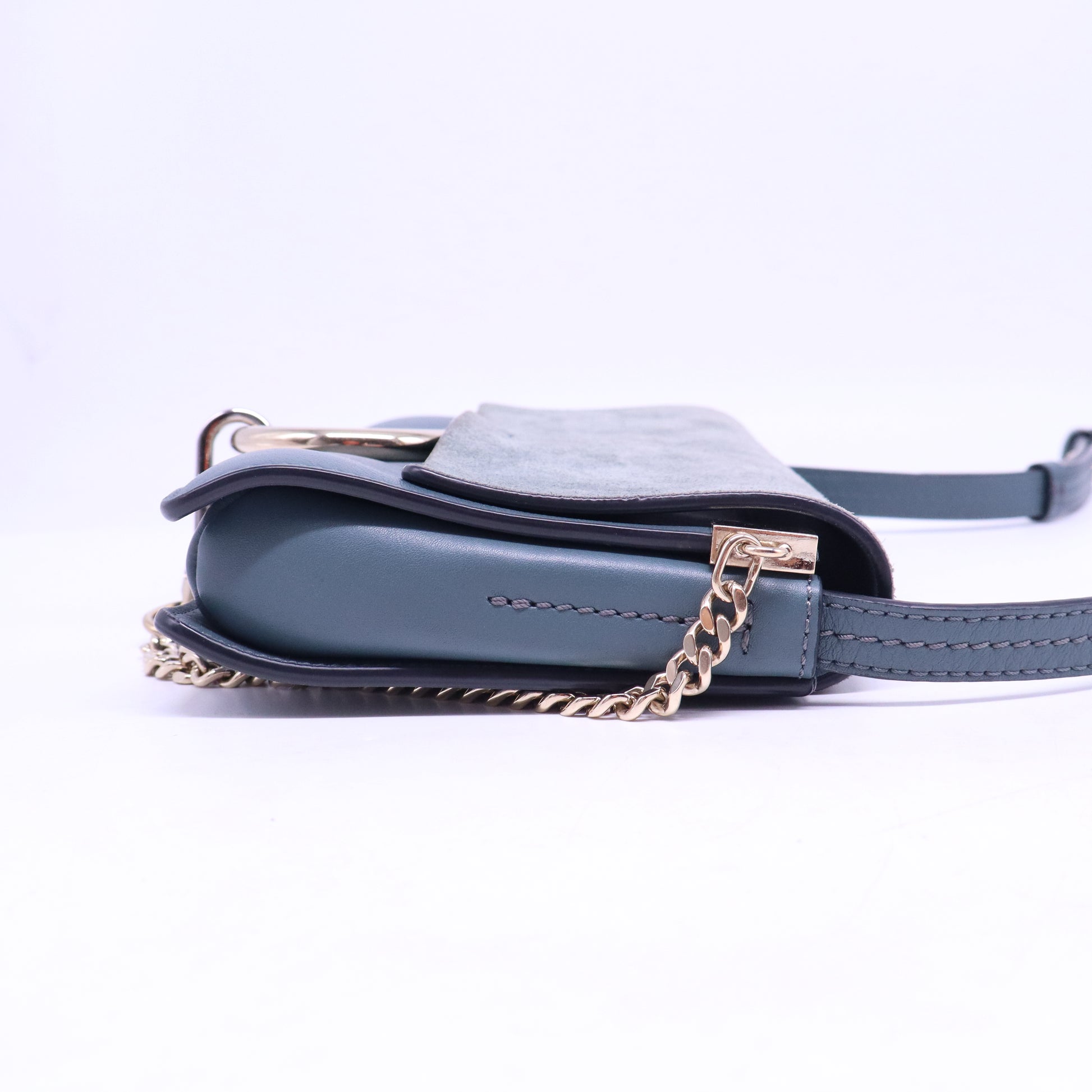 Suede Calfskin Small Faye Shoulder Bag Cloudy Blue B21133