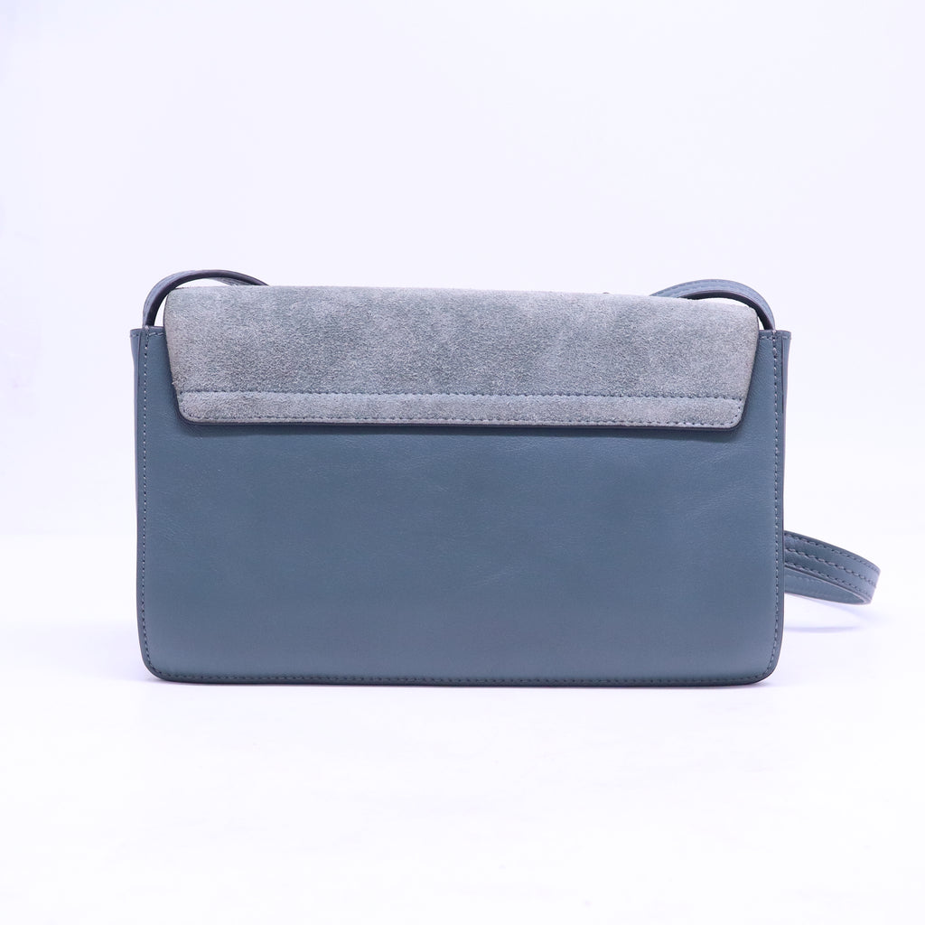 Suede Calfskin Small Faye Shoulder Bag Cloudy Blue B21133