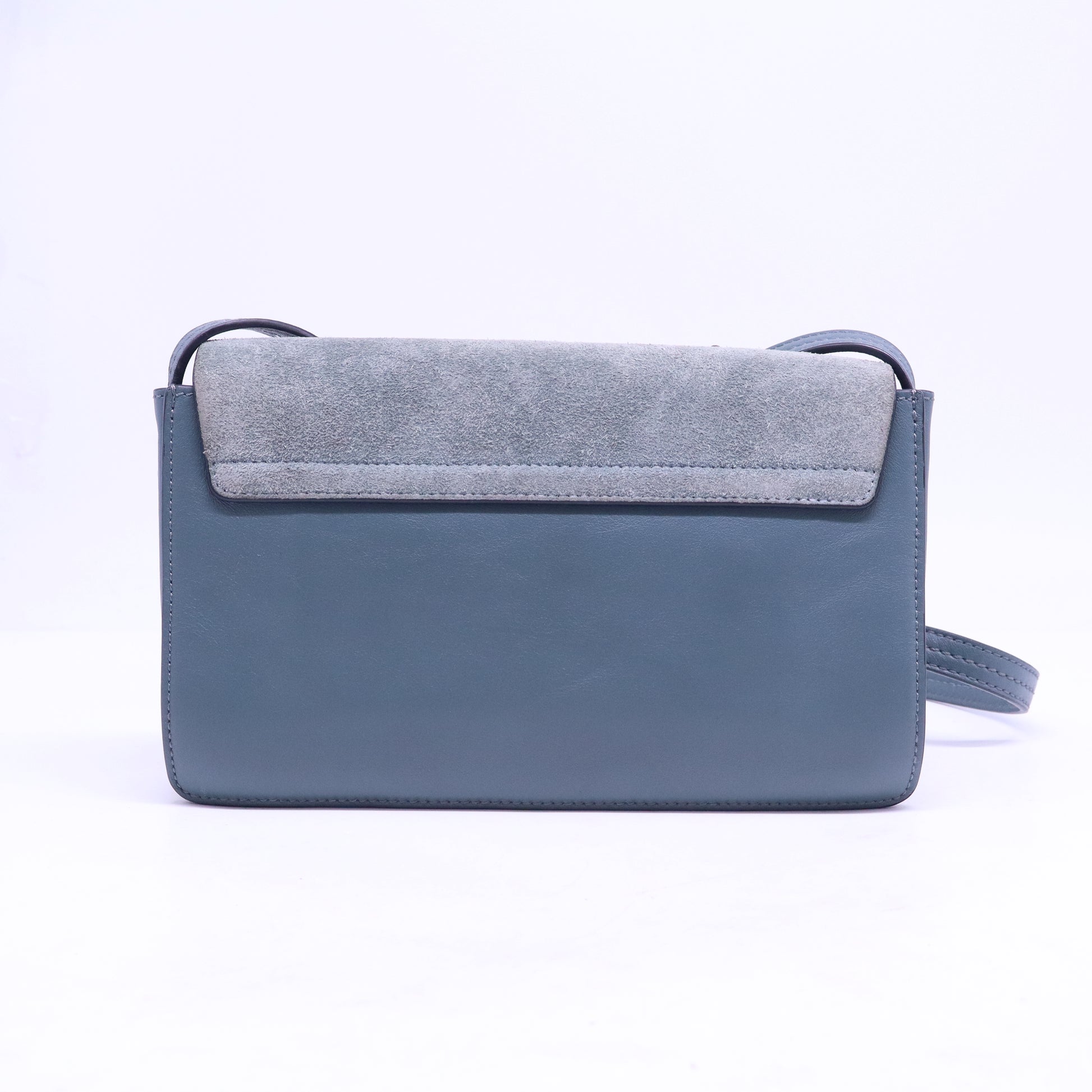 Suede Calfskin Small Faye Shoulder Bag Cloudy Blue B21133